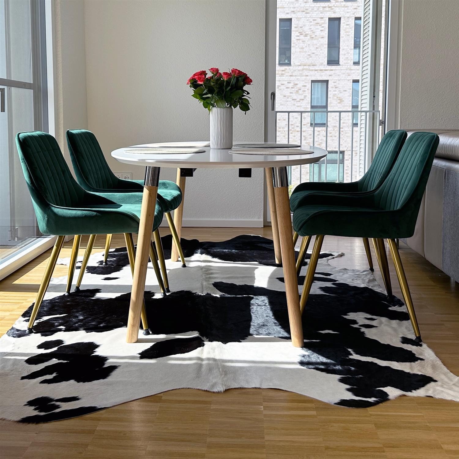 Livorio Fellteppich - schwarz weiß / black white, Kuhfell, Premium Kuhfell Teppich, Rinderfell, Echtfell