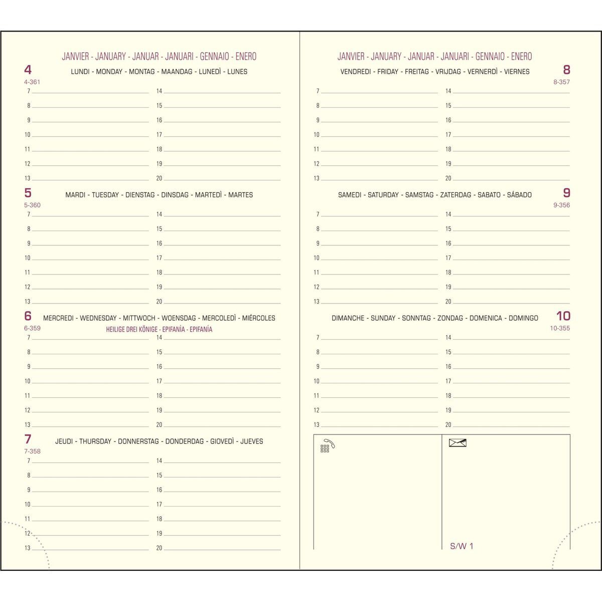 Quo Vadis Taschenkalender Ersatzkalendarium Eurotime 16,9x16cm 2027
