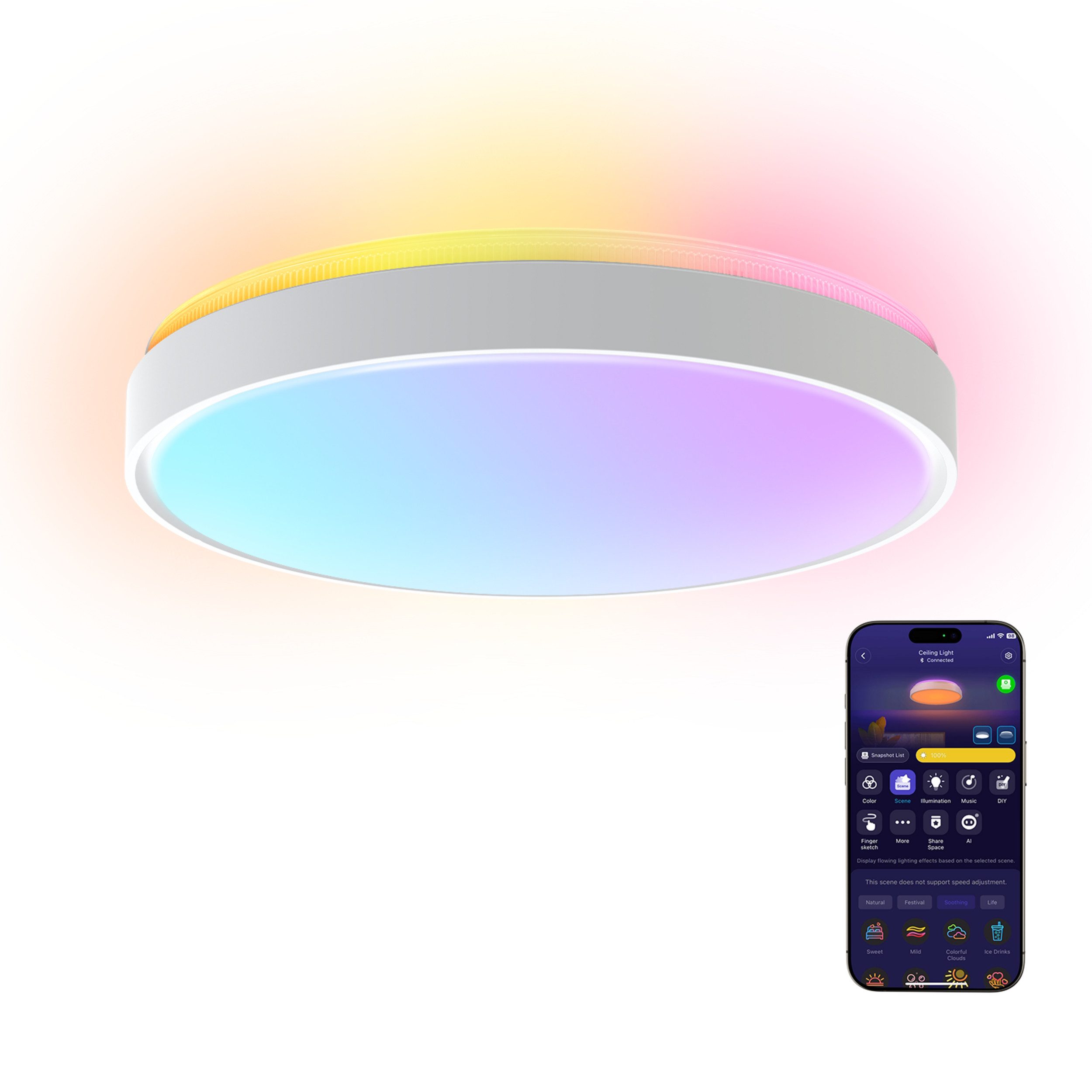 Govee Govee 15-Zoll RGBICWW + RGBICWW runde smarte Deckenleuchte Smarte Lampe – Bild 5 von 5