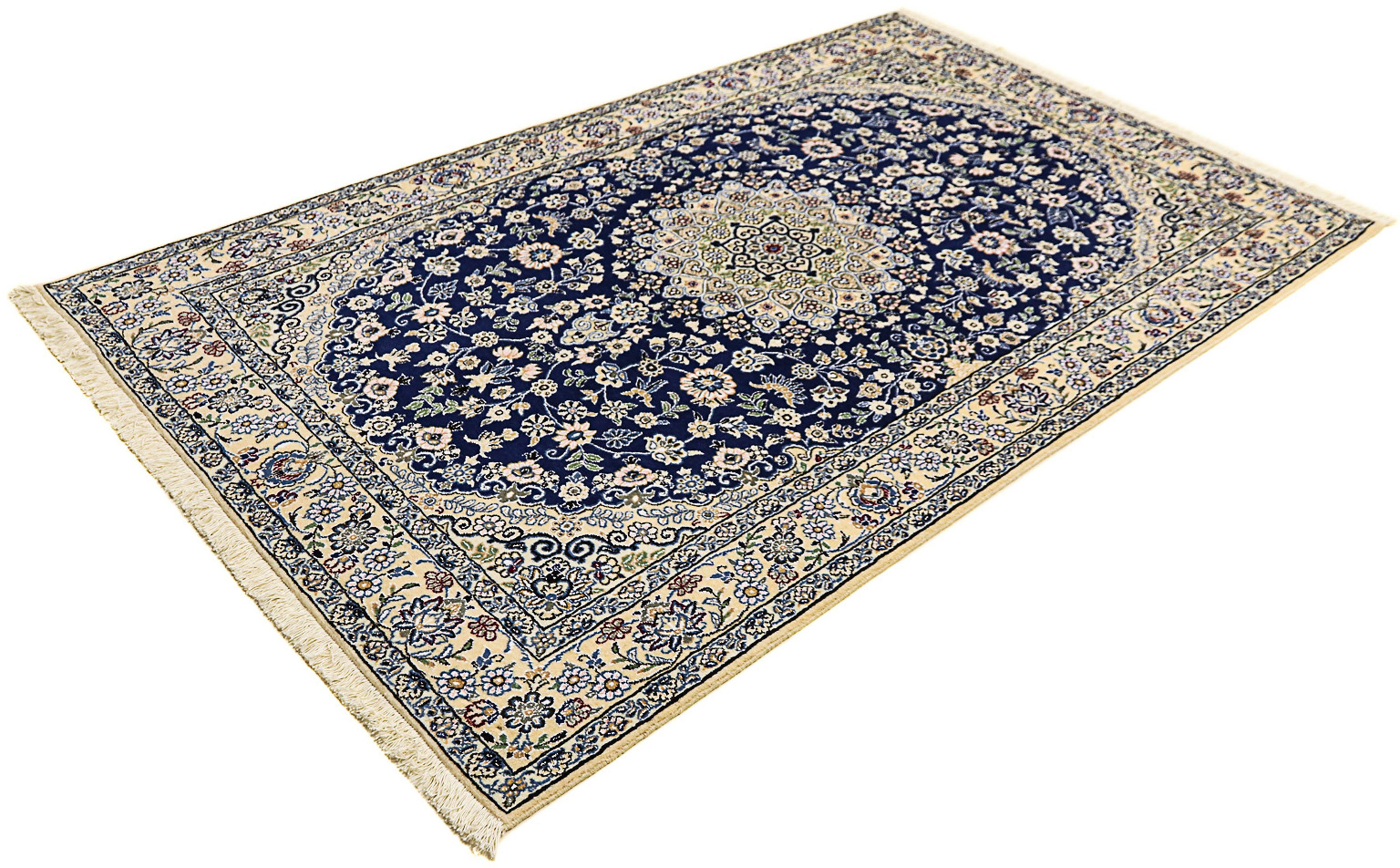 Orientteppich Perser - Nain - Royal - 216 x 134 cm - dunkelblau, morgenland, rechteckig, Höhe: 10 mm, Wohnzimmer, Handgeknüpft, Einzelstück mit Zertifikat