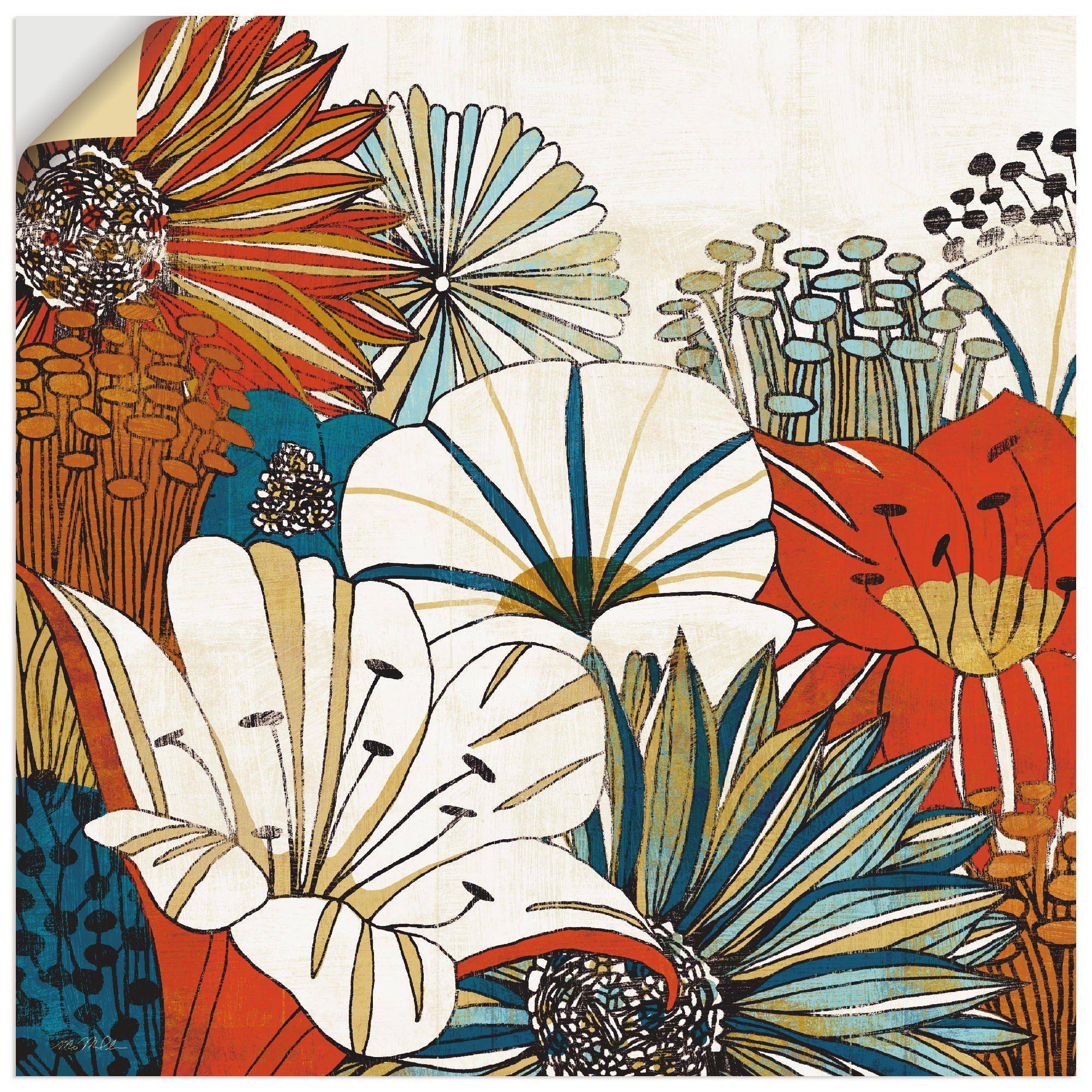 Artland Wandbild Zeitgenössischer Garten I, Blumen (1 St), als Leinwandbild, Wandaufkleber oder Poster in versch. Größen