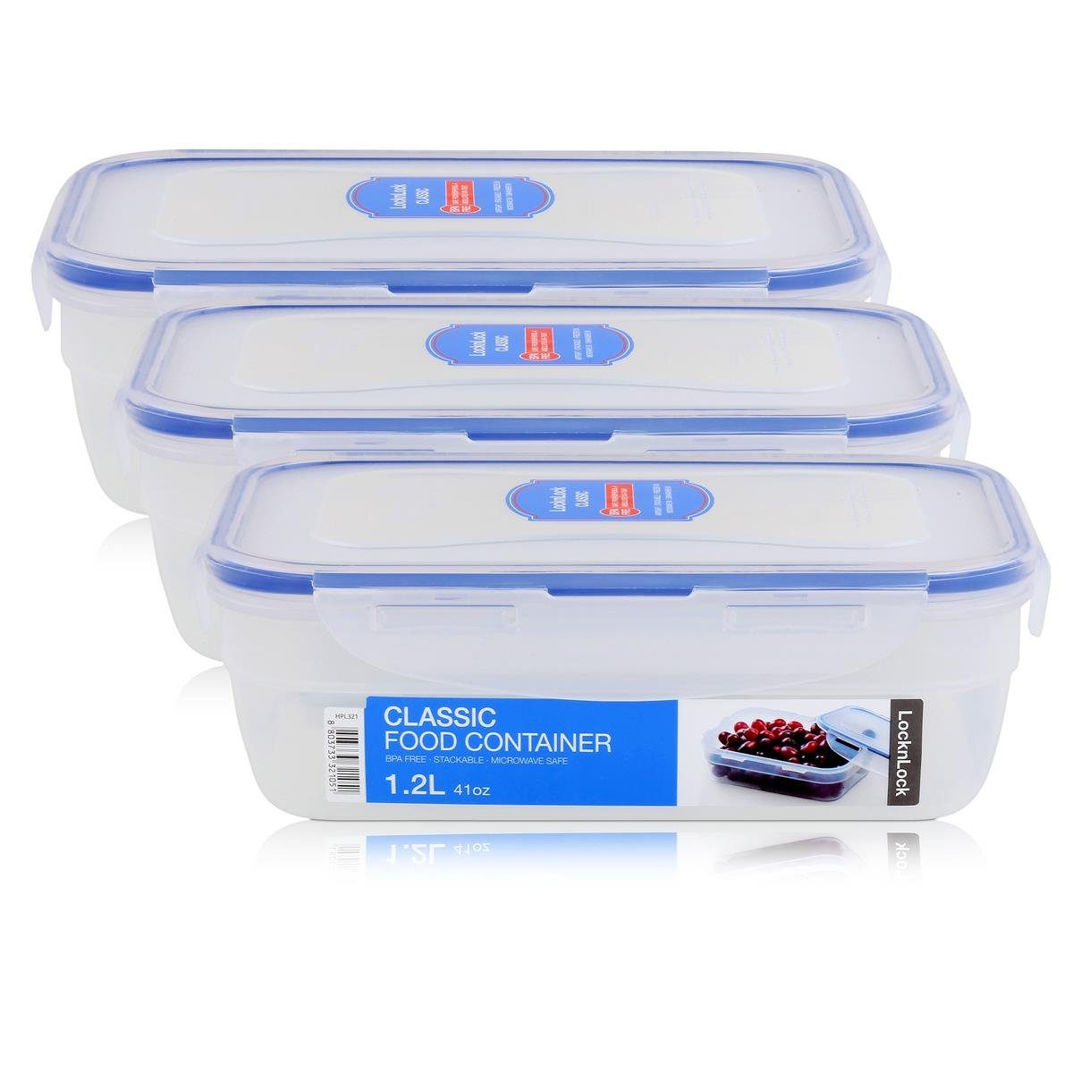 LocknLock Vorratsdose LocknLock Classic HPL321 Frischhaltedose 1,2L - Luft & Wasserdicht (3e, Kunststoff