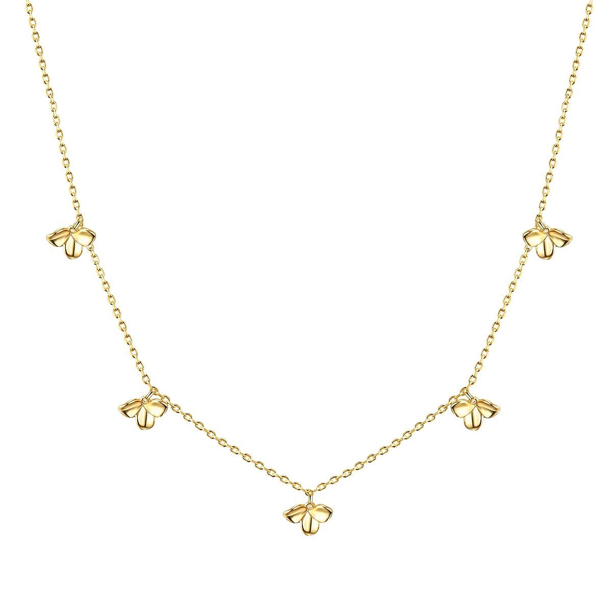 Silberkette Blüte gelbgold