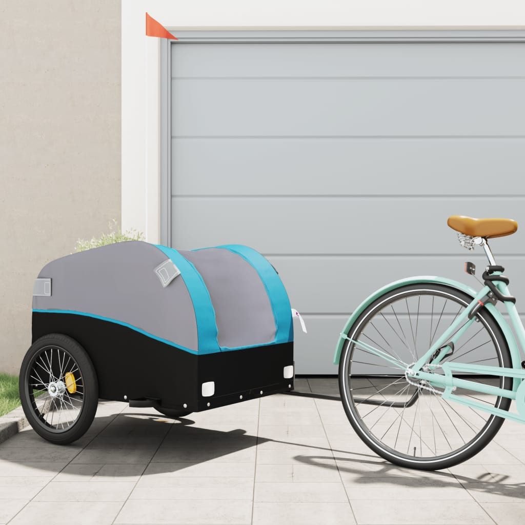 vidaXL Fahrradkinderanhänger blau Lastenanhänger für Fahrrad Schwarz und Blau 45 kg Eisen