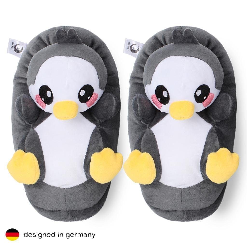 Corimori Tier Pantoffeln für Erwachsene Einheitsgröße 34-44 Plüsch Hausschuhe (Packung, Geschenk) EU Einheitsgröße 34-44, Pablo der Pinguin, für Kinder und Erwa – Bild 2 von 5
