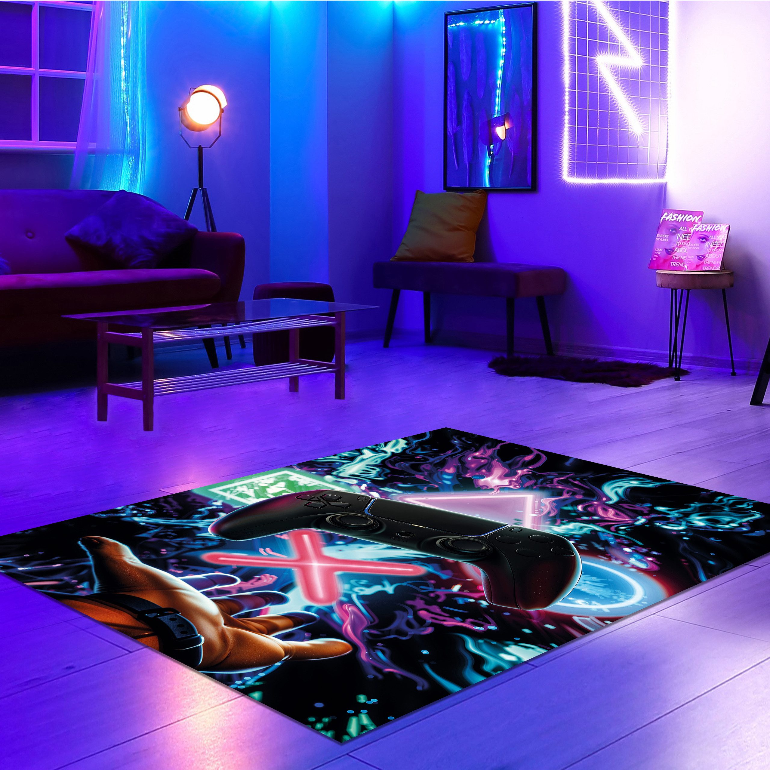 Carpetia Teppich Gaming-Teppich mit lebendig-bunten neon-farben, rechteckig günstig online kaufen