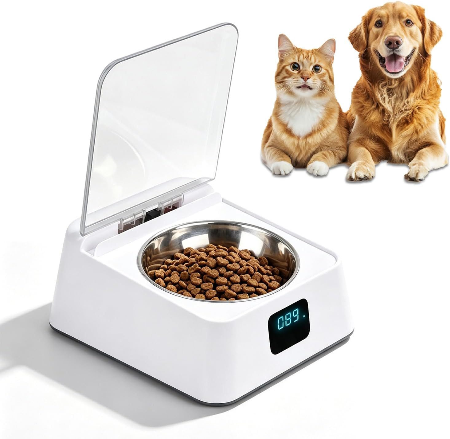 FELIXLEO Futterautomat Nassfutterautomat Katze 350ml, Infrarot Sensor, Deckel, frisch