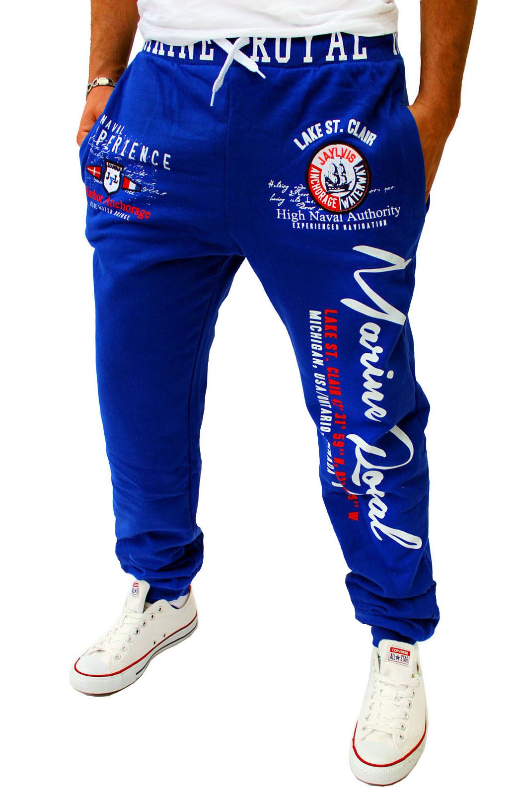 Jogginghose Herren Trainingshose Sport Hose Camouflage Uni Marine Royal