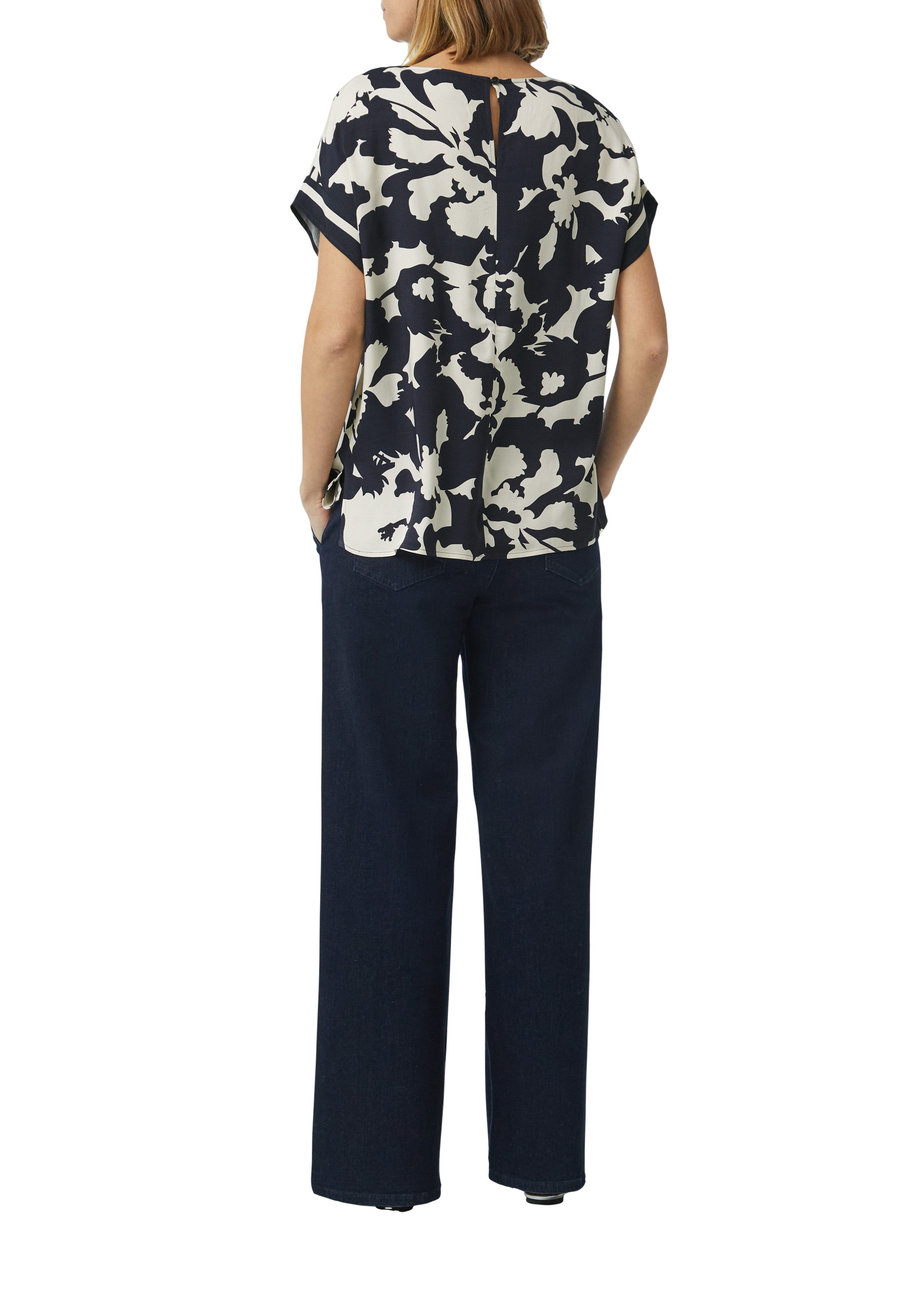 comma Kurzarmbluse mit All-Over Print
