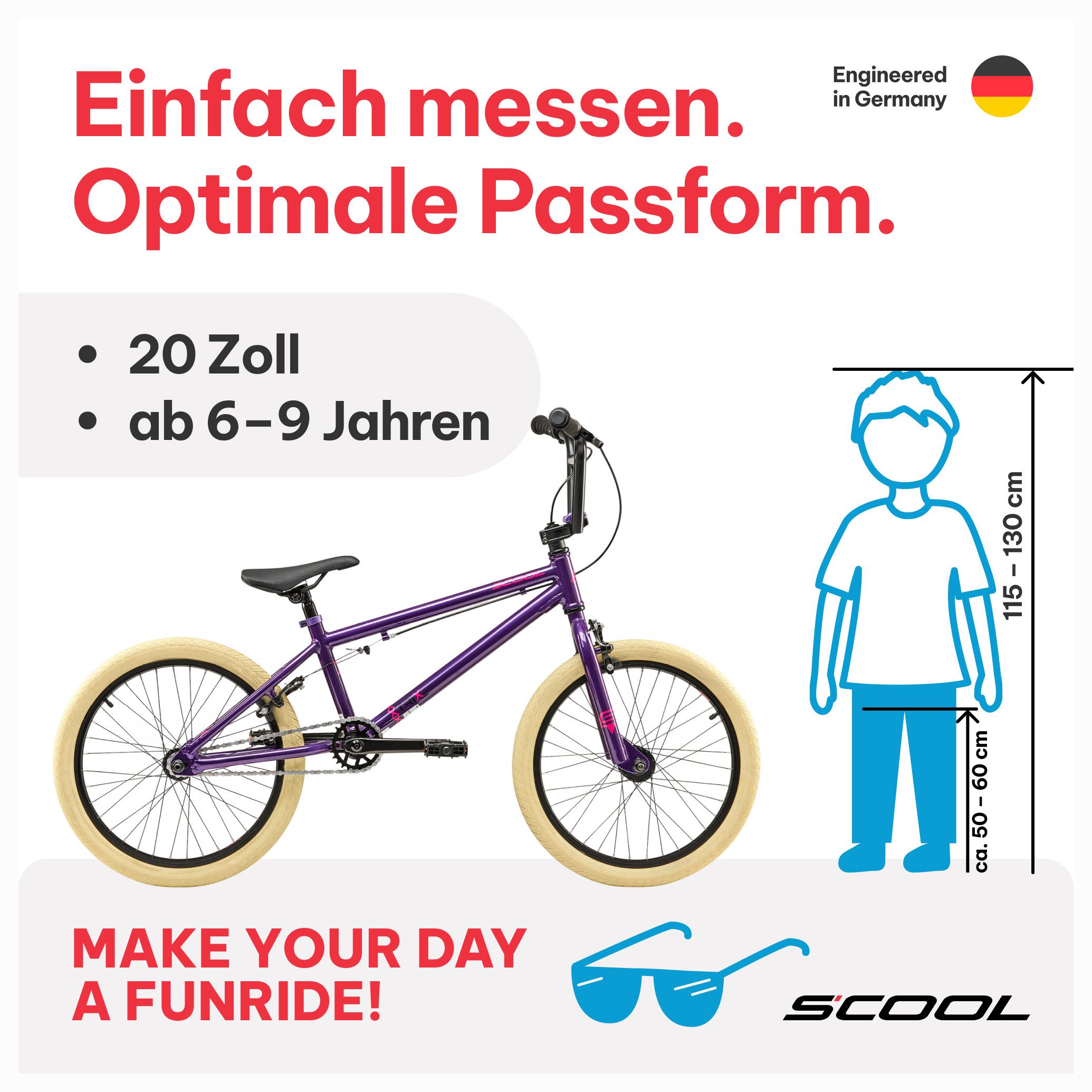 S’COOL BMX-Rad XtriX 40, Kinderfahrrad, 1 Gang, 20 Zoll