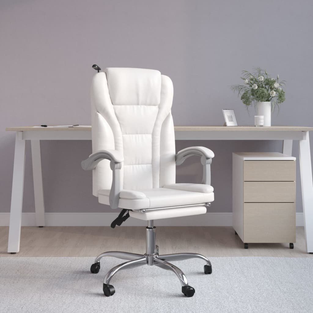 vidaXL St) Liegefunktion Bürostuhl Weiß Weiß (1 mit Weiß Bürostuhl Kunstleder |