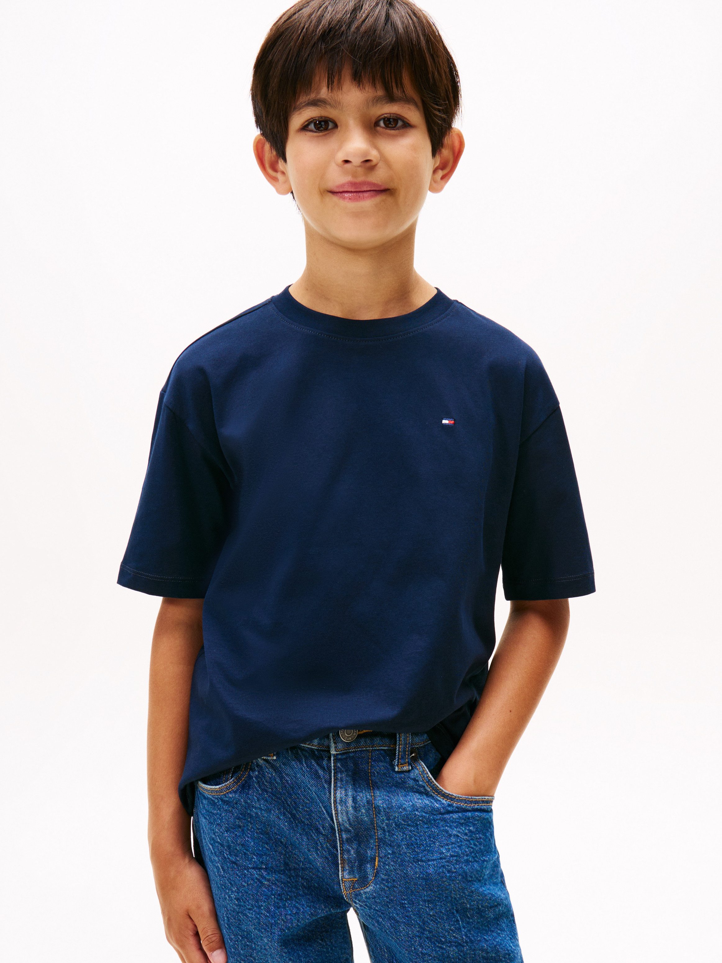 Tommy Hilfiger T-Shirt ESSENTIAL ARCHIVE FIT TEE SS Kinder bis 16 Jahre, Rundhals, Logostickerei