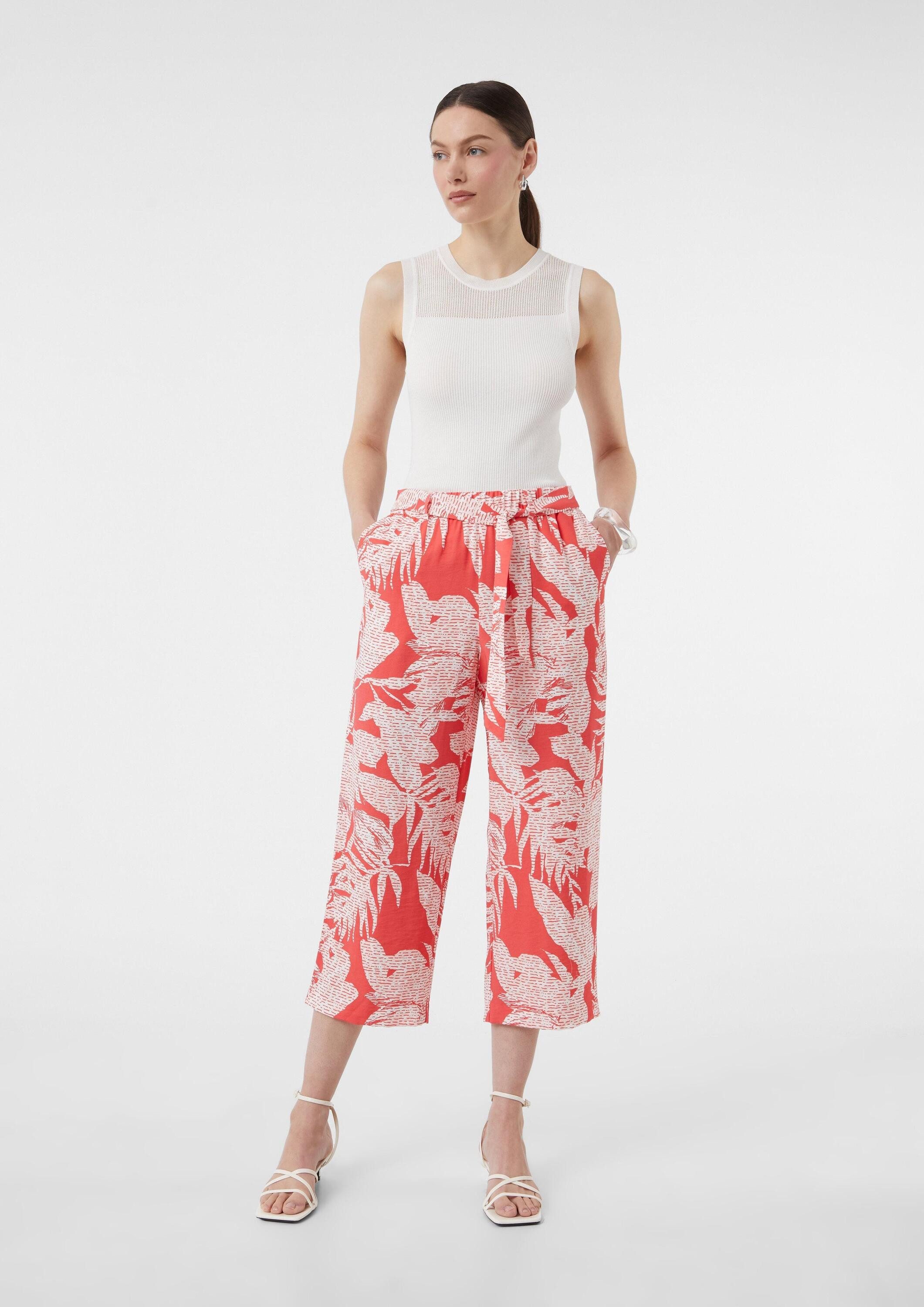 comma Culotte Hose Crop-Hose aus Viskosemix im Relaxed Fit mit All-over-Pri günstig online kaufen
