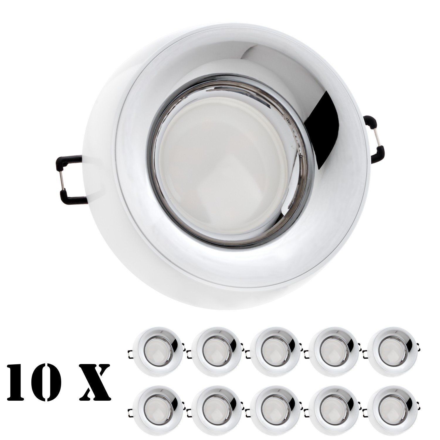LEDANDO LED Einbaustrahler 10er Markenstrahler mit Einbaustrahler GU10 Weiß LED von 4000K LED Set