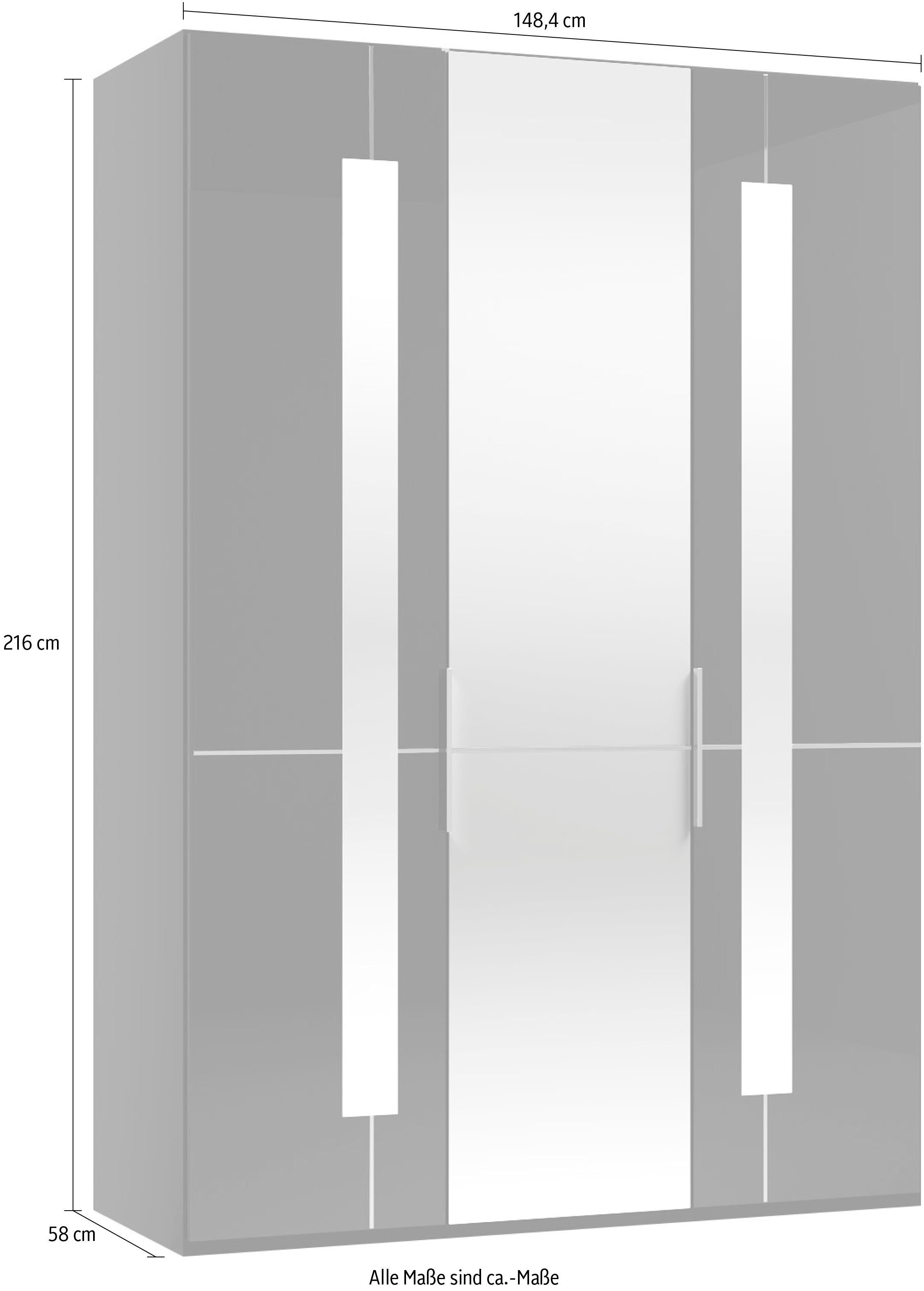 GALLERY M Musterring Glas- und und Drehtürenschrank mit branded Einlegeböden Spiegeltüren Imola W Kleiderstangen, inkl. Graphit by