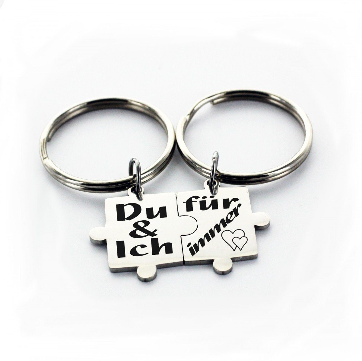 Lieblingsmensch Schlüsselanhänger Partner Set Puzzleteile - Du & Ich - fü immer - ein tolles Geschenk (Partner Set - 2 Schlüsselanhänger mit Gravur, inklusive Schlüsselring), Robuste und filigrane Lasergravur