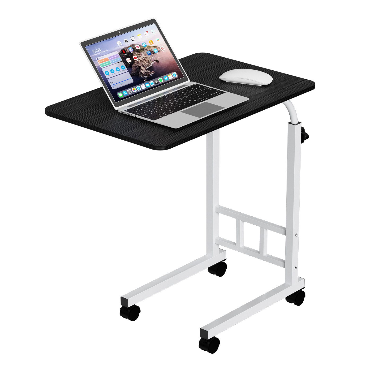 JEOBEST Beistelltisch C-förmiger Computertisch mit Rollen, Teetisch, Sofa Tisch, Couchtisch, (1-St., Tisch) Höhenverstellbar 63-80cm, für Wohnzimmer Arbeitszimmer