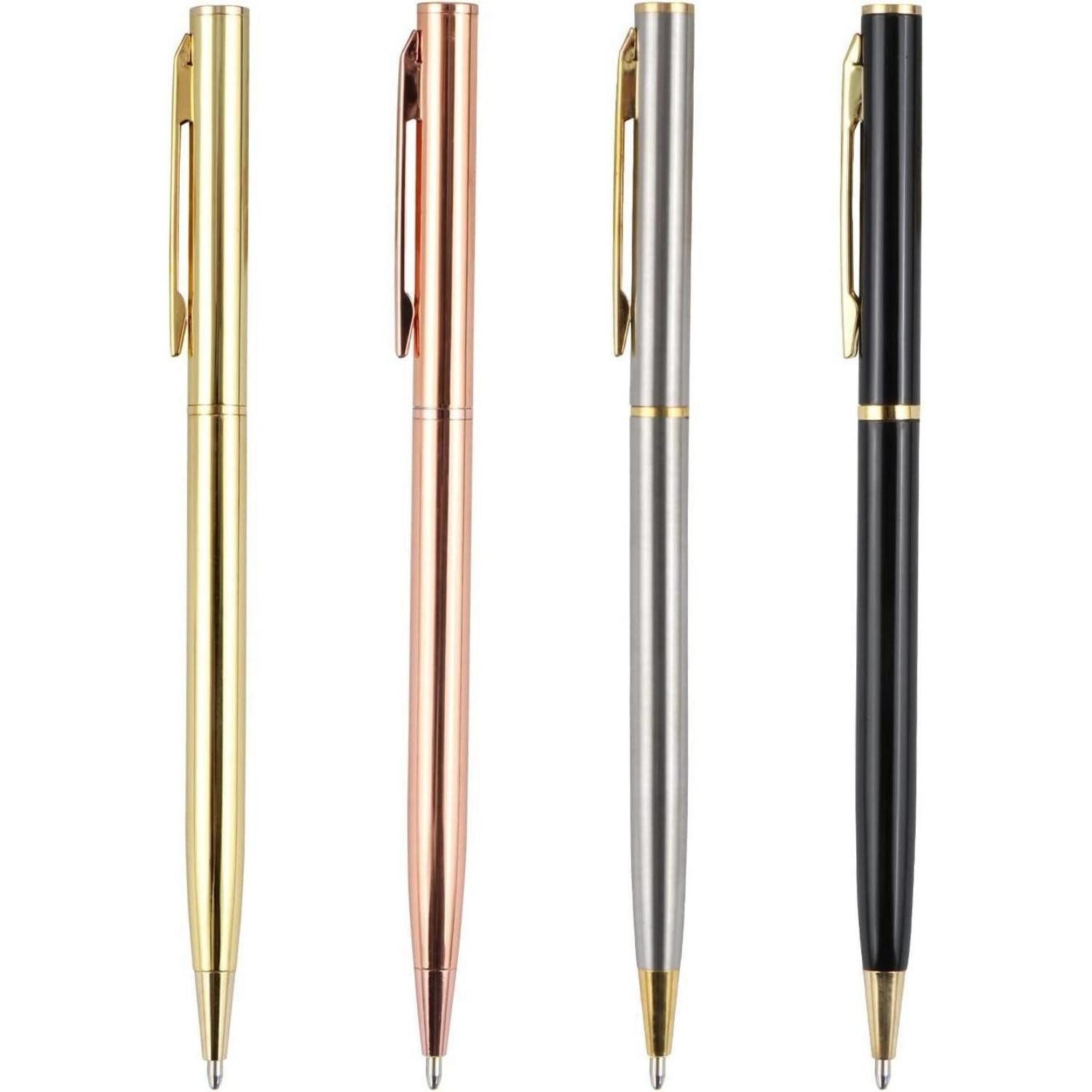 YiliYa Drehkugelschreiber 4 Stück Metall Kugelschreiber Dual Heads Rotation Büro Hotelbedarf
