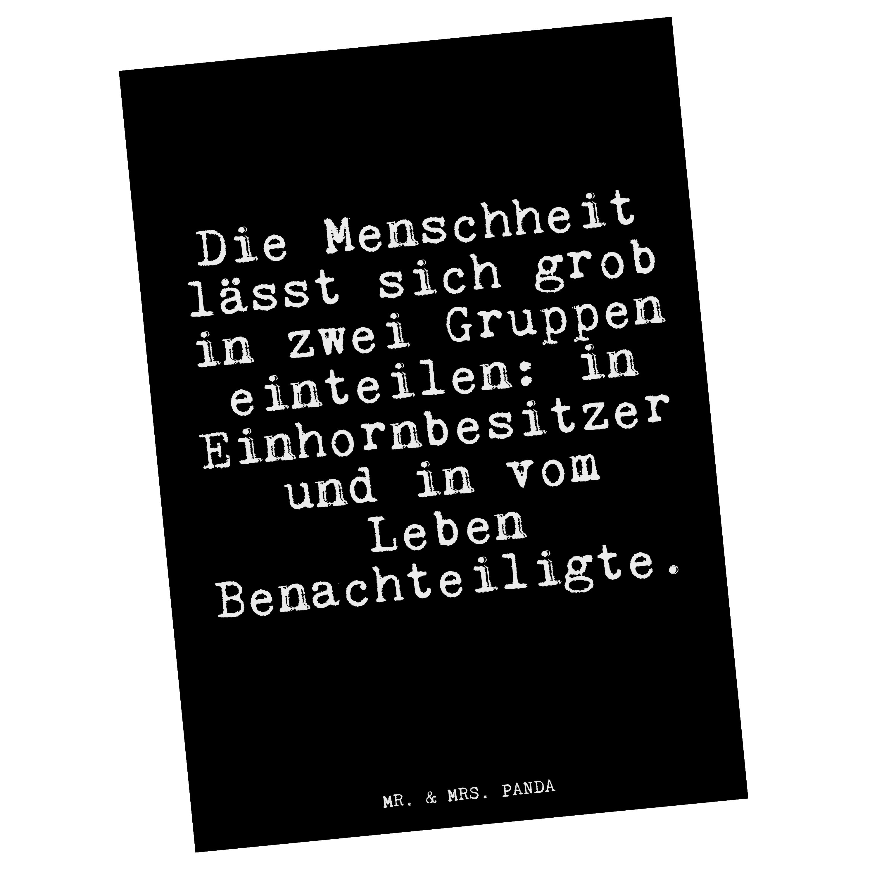 Mr. & Mrs. Panda Postkarte »Die Menschheit lässt sich... Schwarz