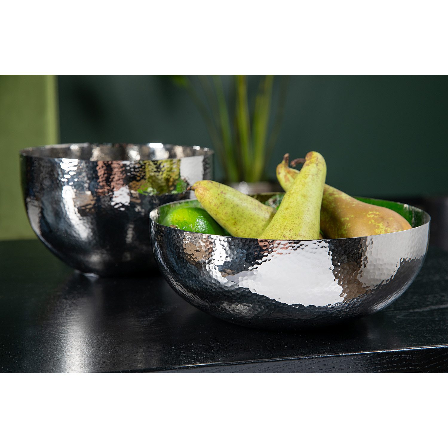 Fink Dekoschale MIRTA Schale - silberfarben - Edelstahl - H. 13cm x B. 21cm x D. 21cm (Servierschale, Geschenkidee - Deko), Edelstahl Servierplatte & Dekoschale - Glasschale Dekoobjekt 70cm