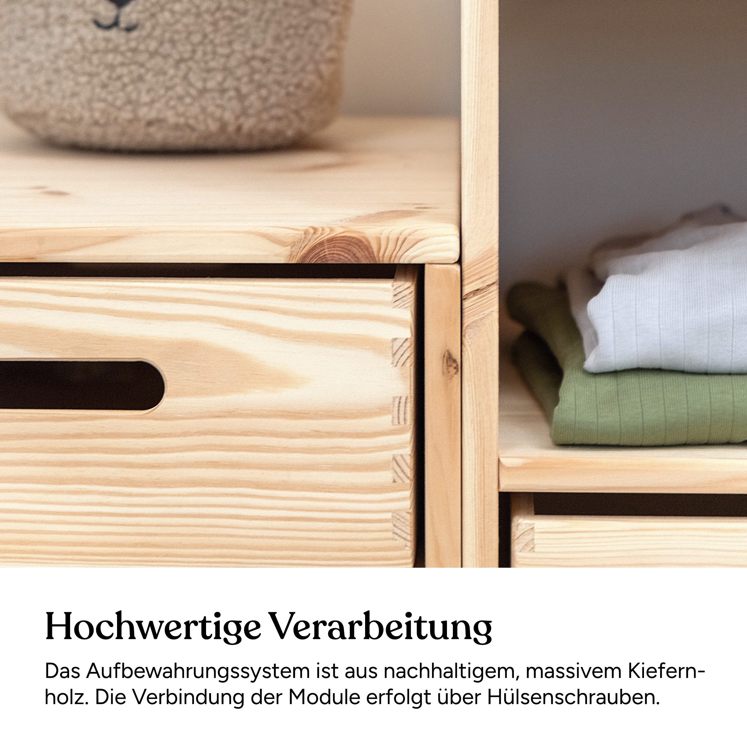 Ehrenkind Kinderregal Aufbewahrungssystem für das Kinderzimmer aus hochwertigem Holz, Modularer Aufbau, individuell kombinierbar – Bild 5 von 5