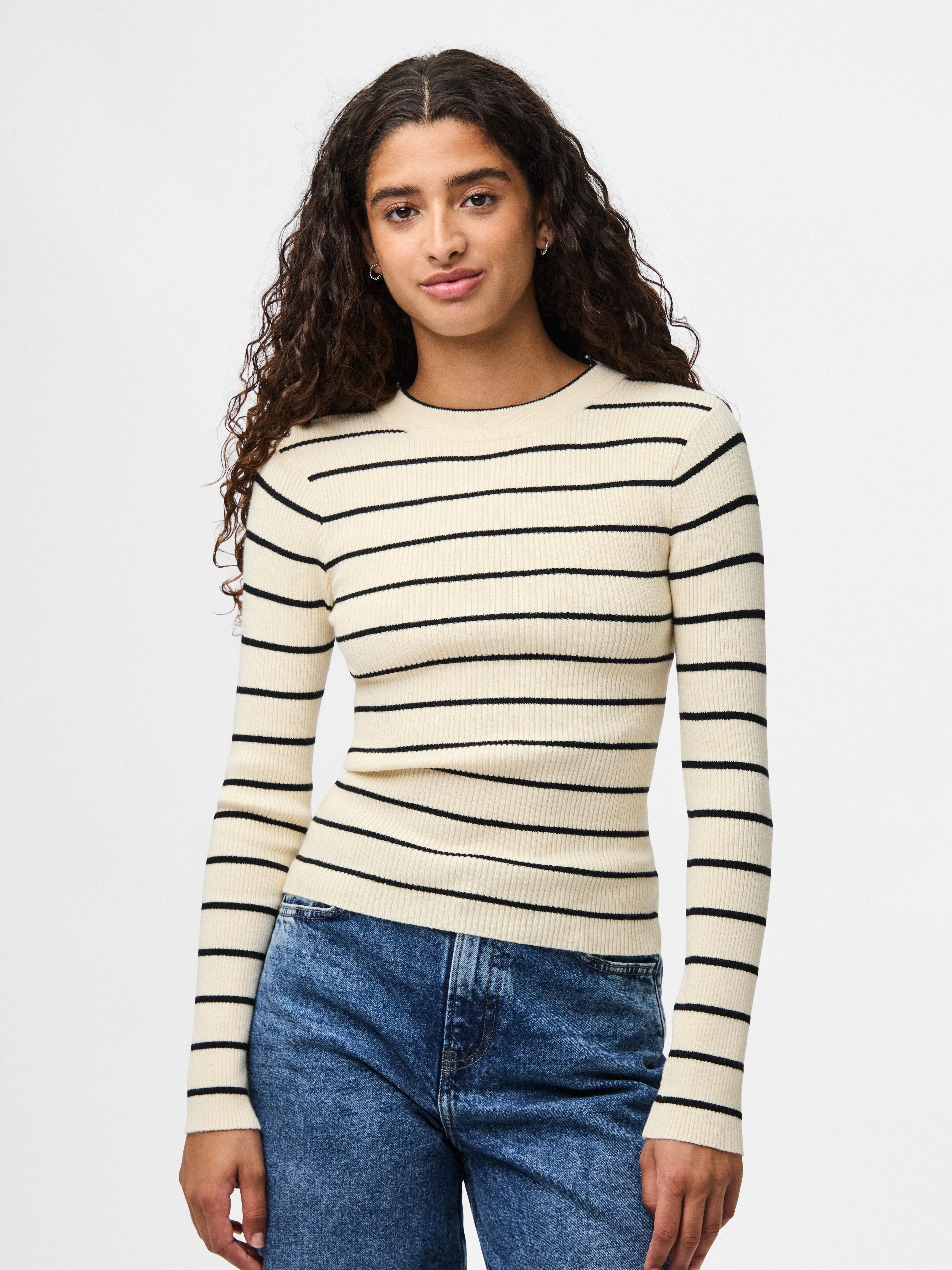 pieces Rundhalspullover PCMIRA NEW LS O-NECK KNIT NOOS BC Viskosemischung