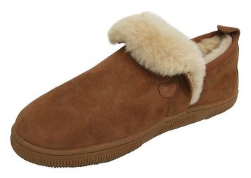 Chamier Lammfellprodukte Damen Lammfell Hausschuhe Nina camel, superflexible Gummisohle Hausschuh