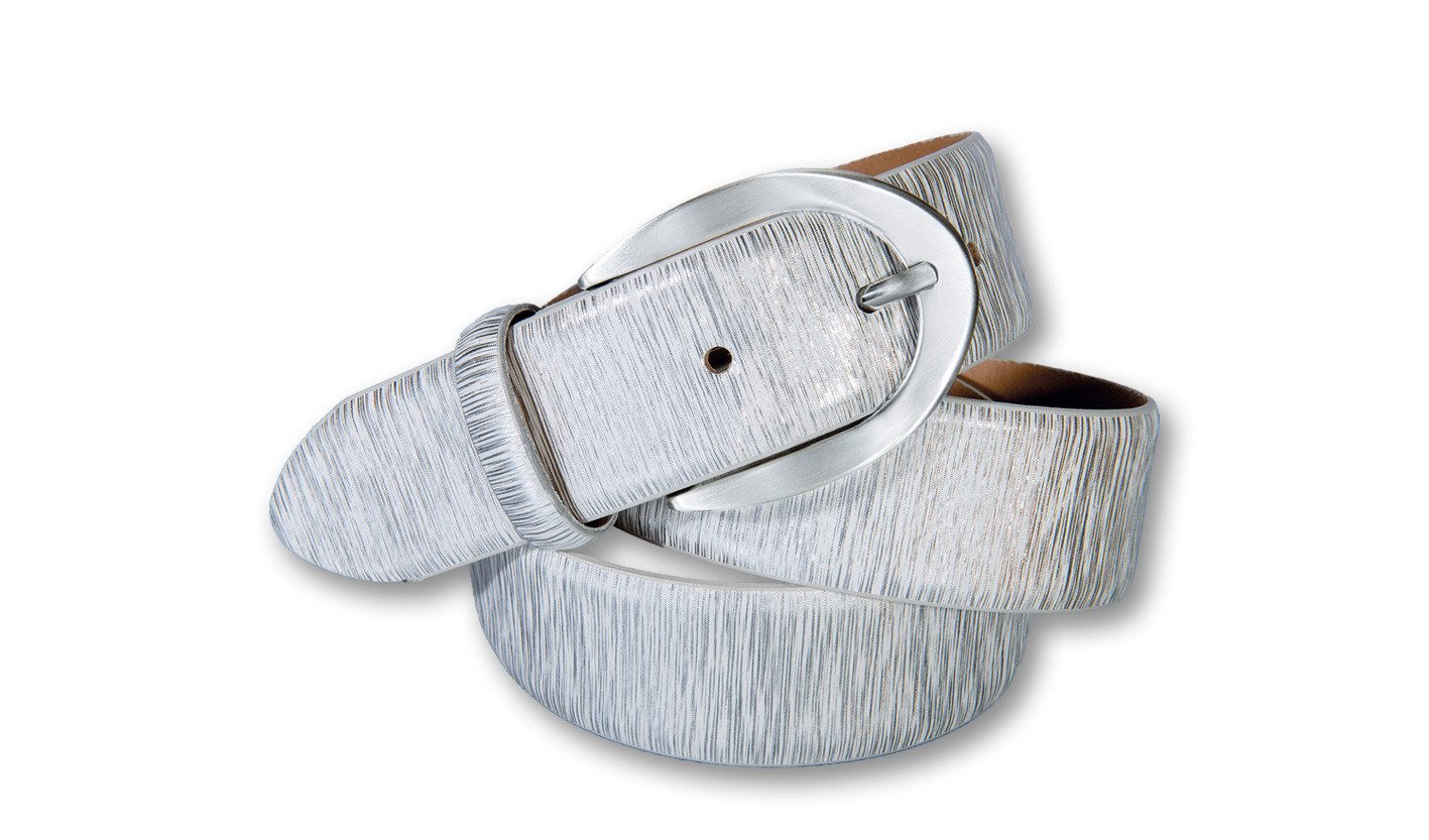 Silbergift Ledergürtel Mit Metallic-Effekt, Schließe silberfarben günstig online kaufen