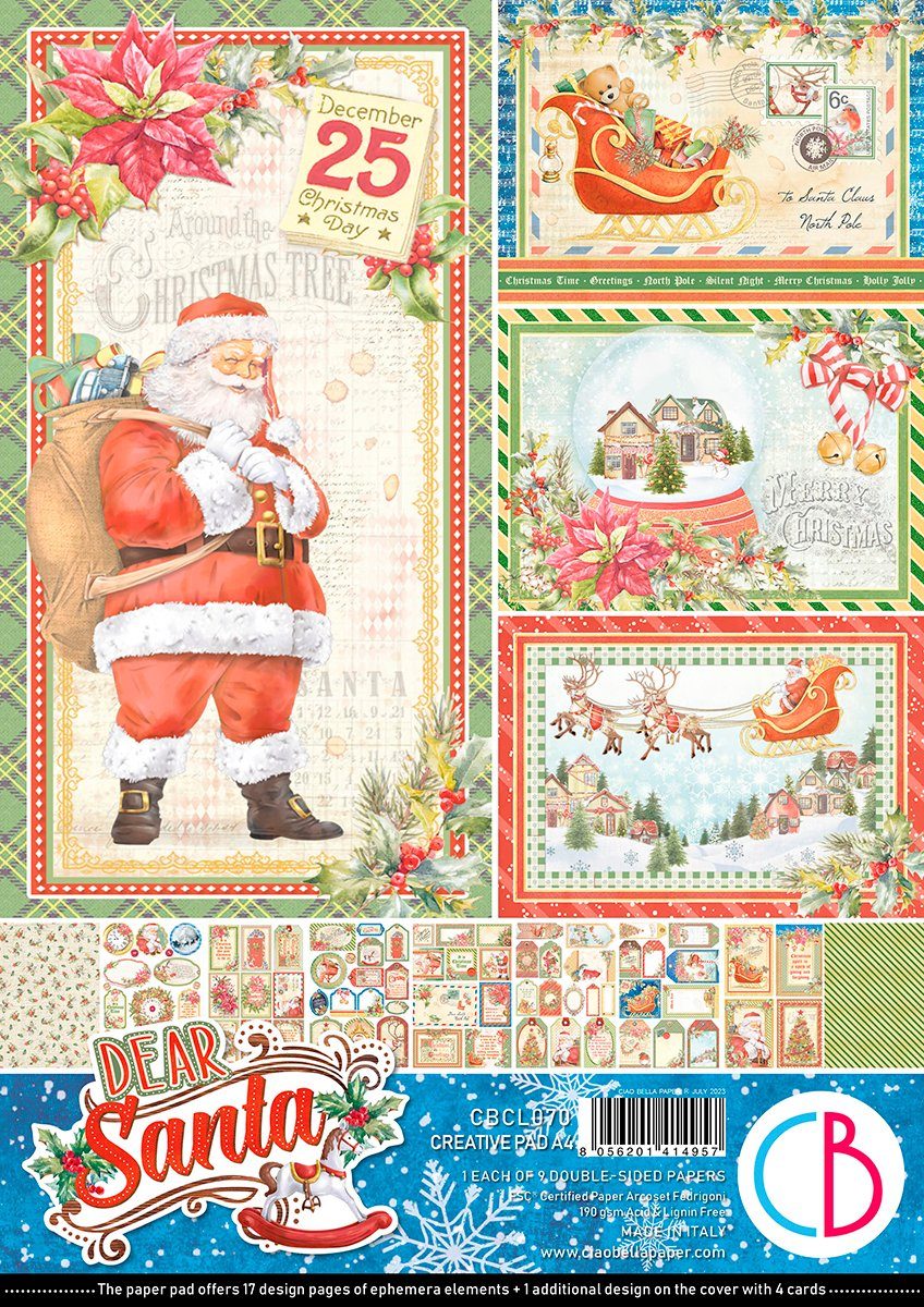 Ciao Bella Motivpapier Dear Santa, 9 Blatt DIN A4