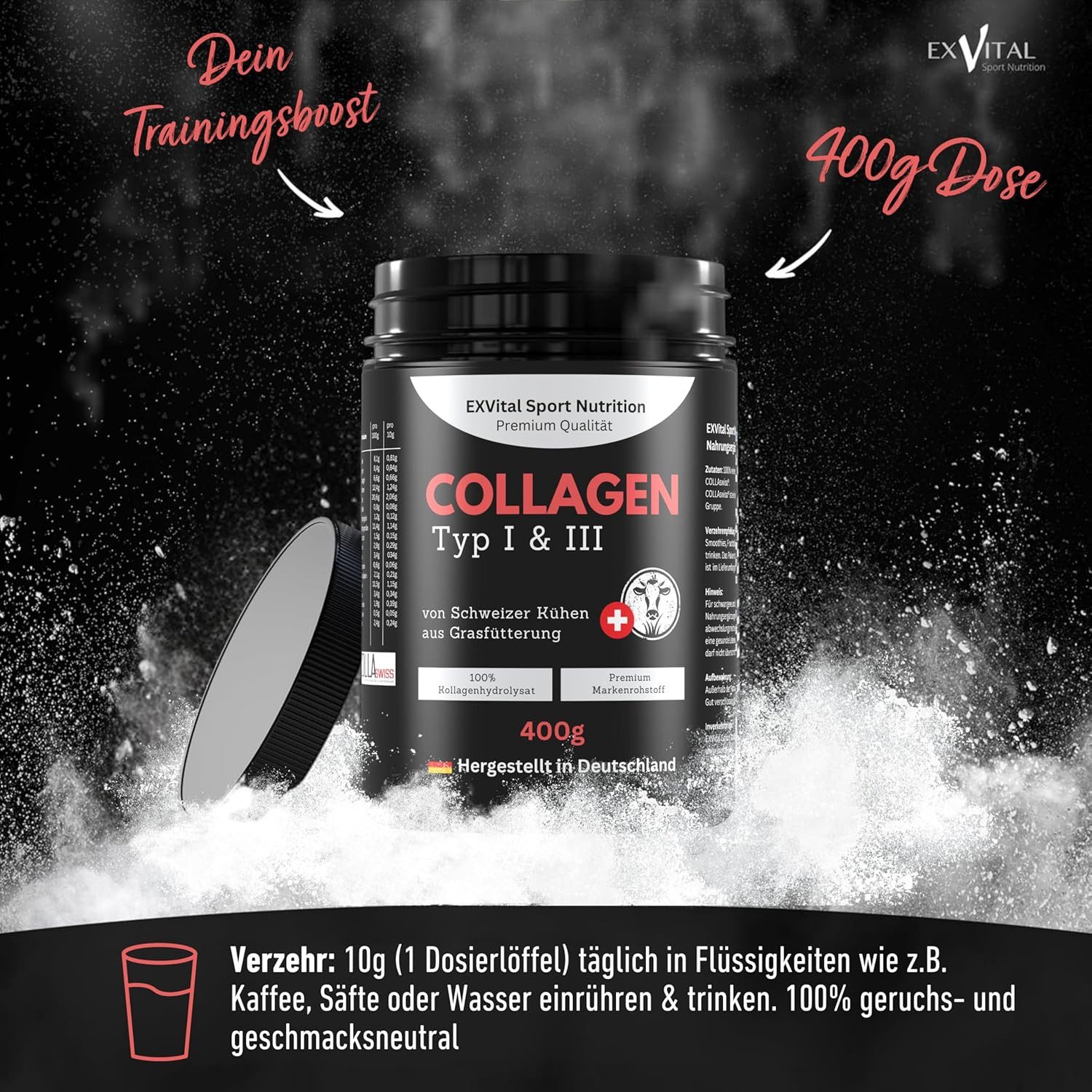 Collagen Pulver von Schweizer Alpenkühen aus Grasfütterung Pulver, 400 g