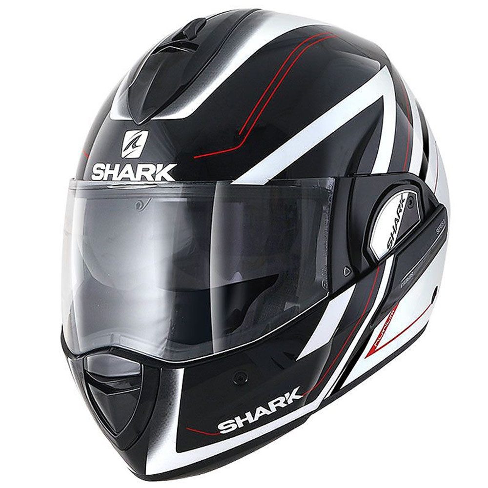 SHARK HELMETS Motorradhelm Shark EVOLINE 3 HYRIUM Klapphelm Motorradhelm Schwarz Weiß Rot Gr.M