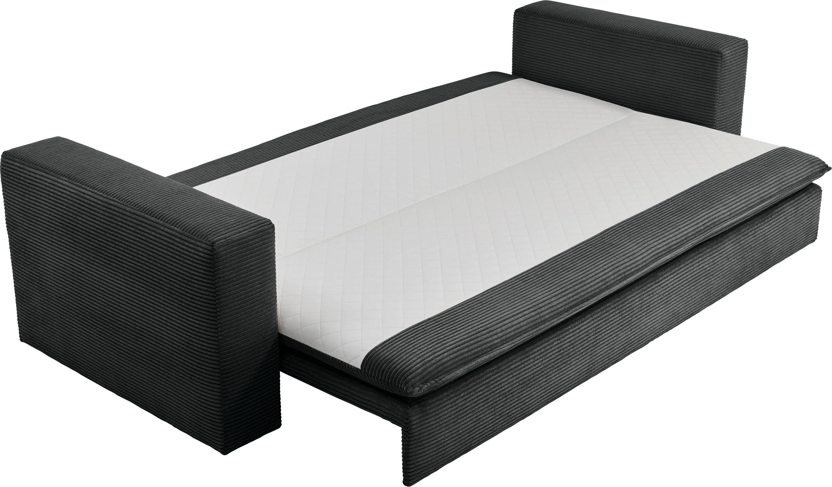 Places Topper of 3-Sitzer Bettfunktion Cord-Bezug Style mit PIAGGE, Anthrazit und praktischem Bettkasten, mit -