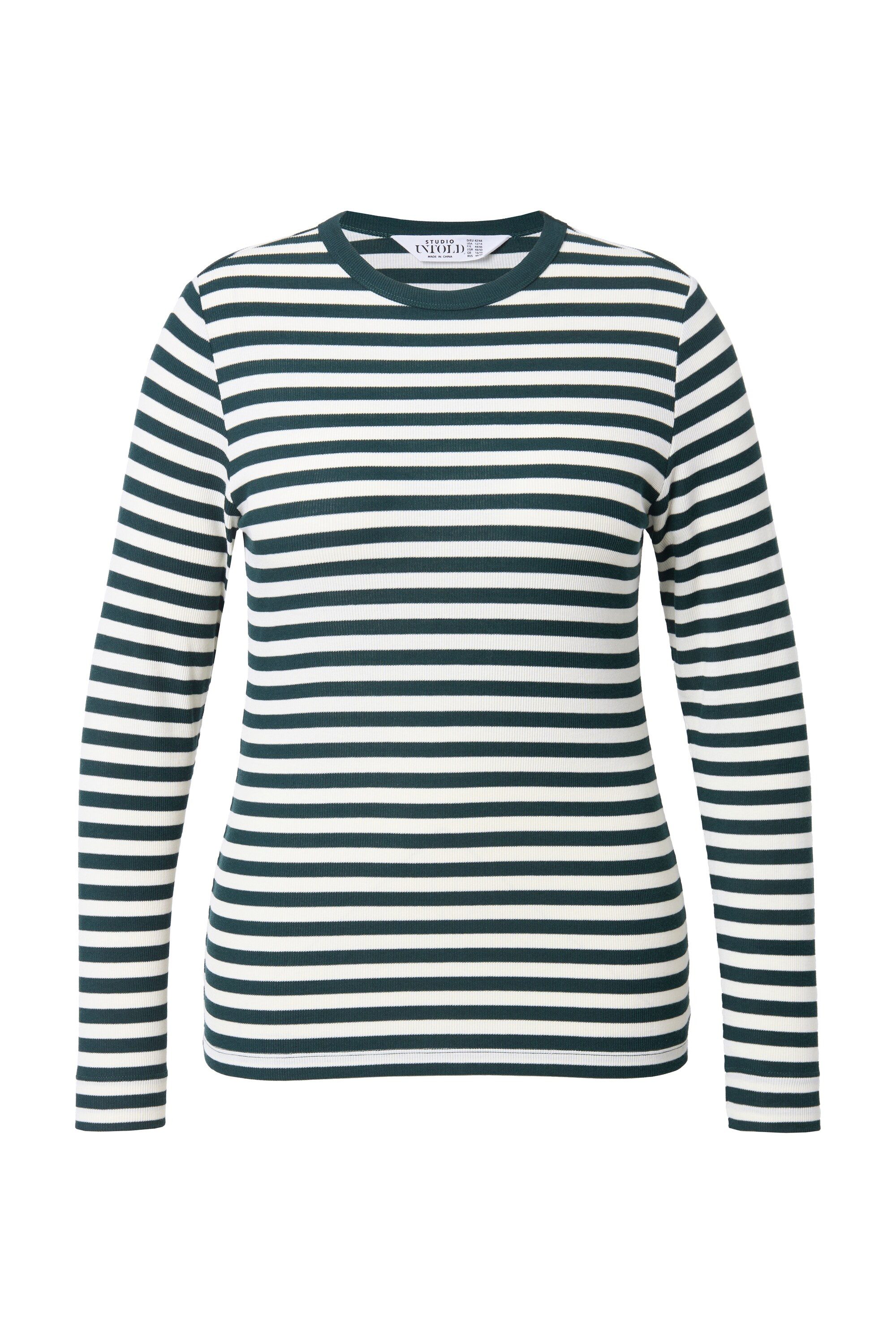 Studio Untold Longsleeve Shirt Slim Shape Ringel Rippjersey Langarm günstig online kaufen