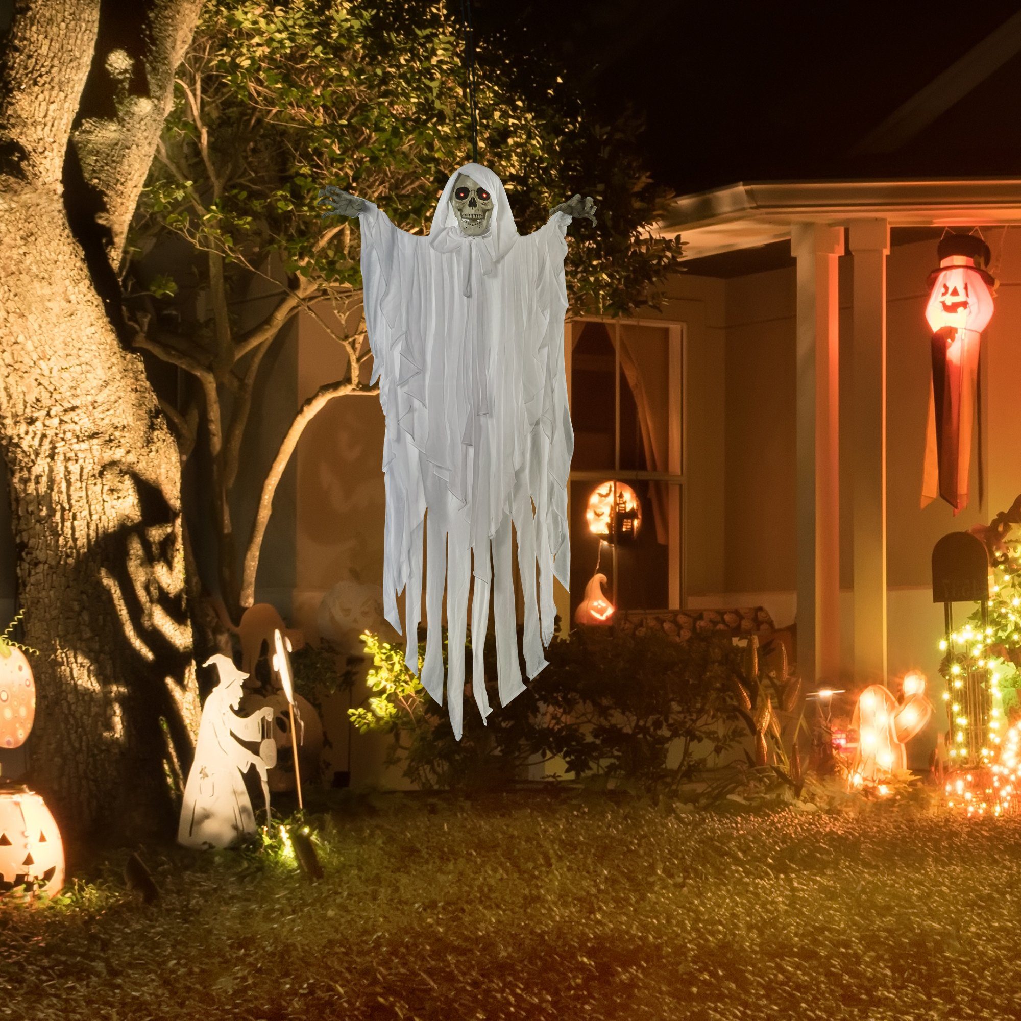 Outsunny Dekofigur Halloween-Dekoration Gespenst mit Spezialeffekten günstig online kaufen