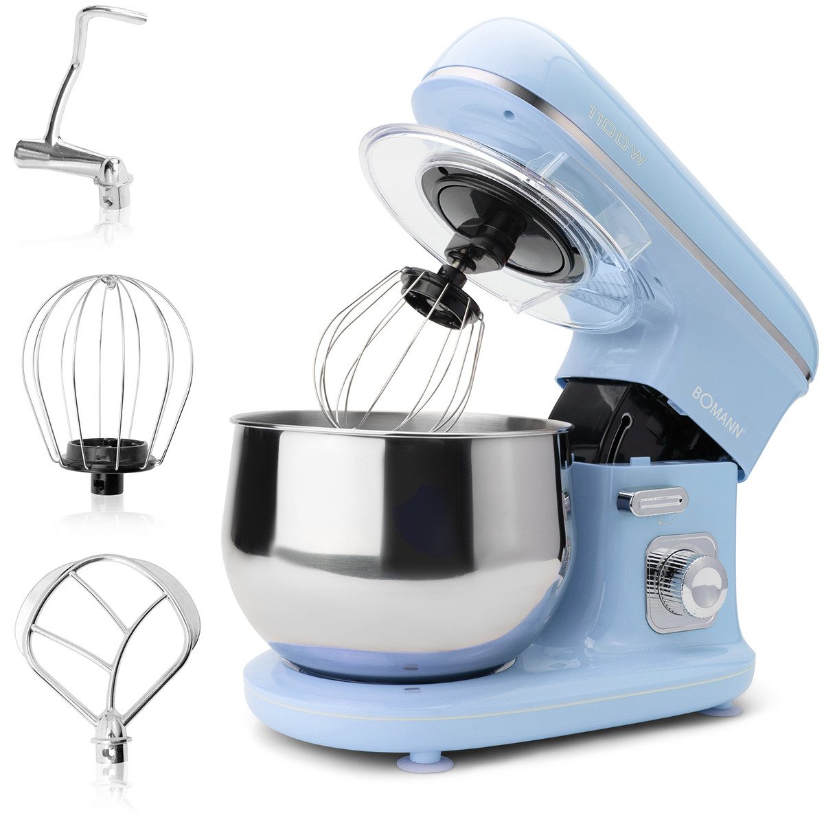BOMANN Küchenmaschine KM 6030 CB blau, Küchenmaschine 1100 Watt, Knetmaschine 5 Liter