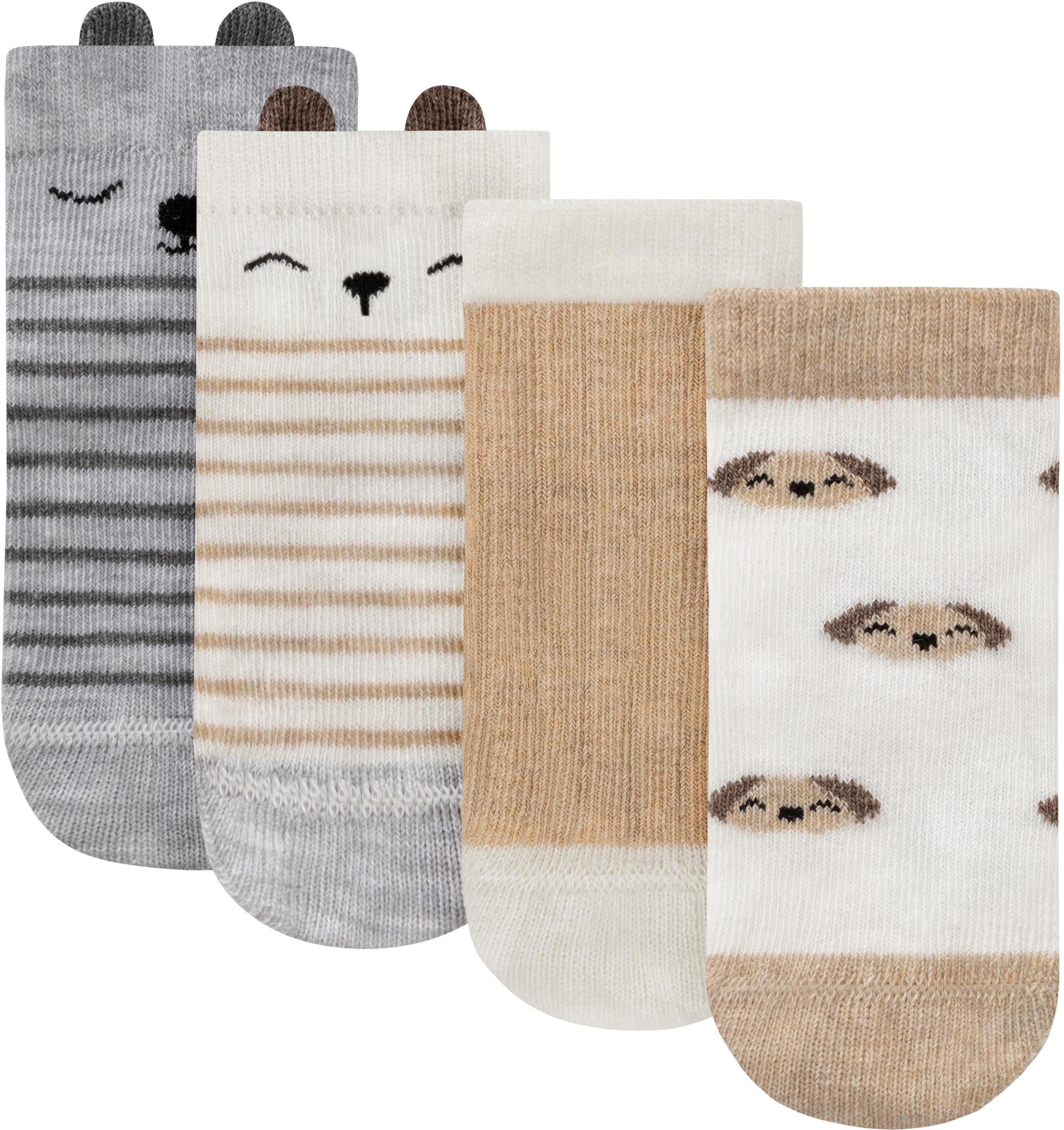 normani Basicsocken 4 Paar Kindersocken mit Ohren Design (4 Paar) Kuschelige Baby-Socken mit süßen Öhrchen