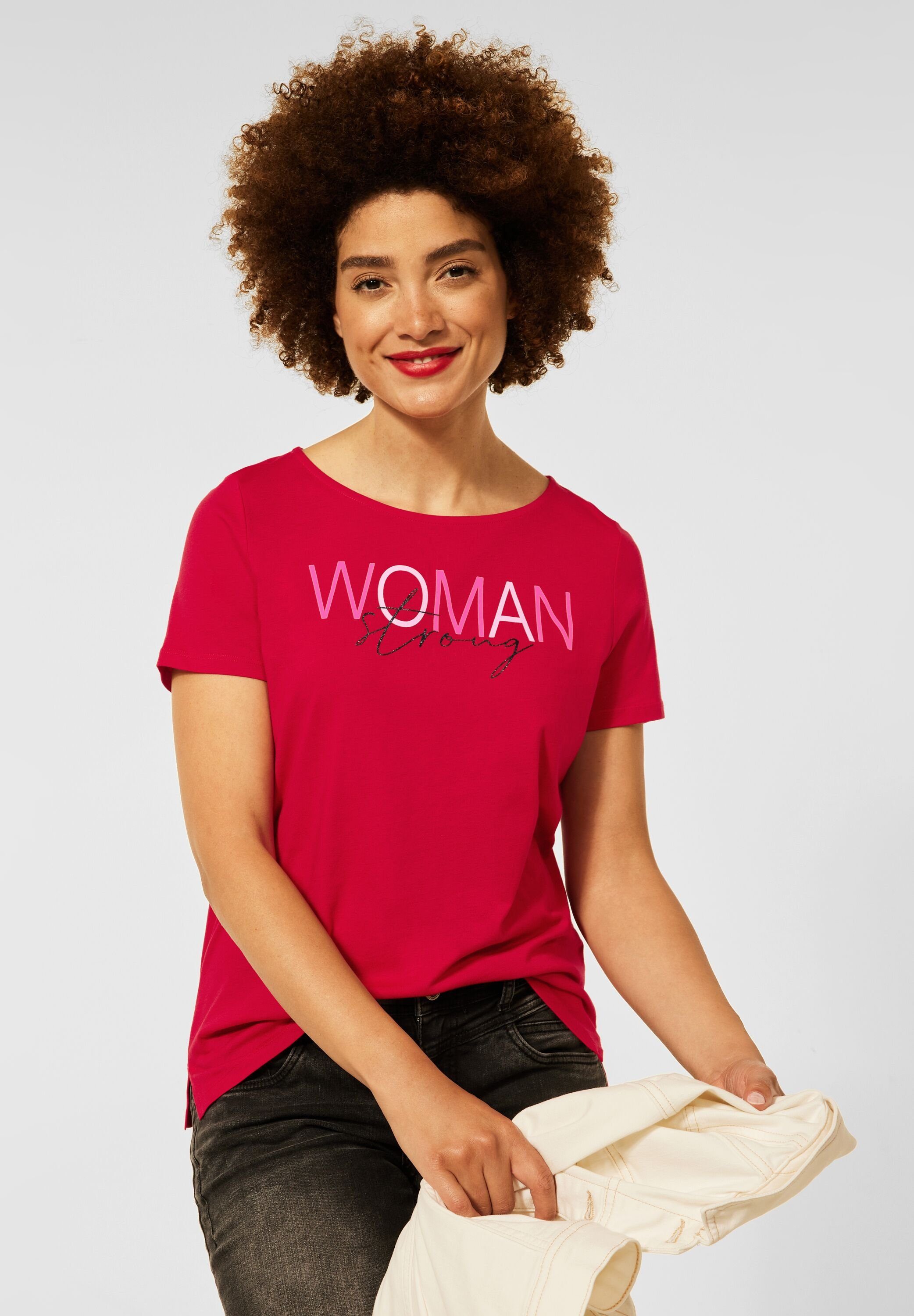 STREET ONE T-Shirt mit Wording red cherry