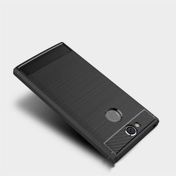 CoolGadget Handyhülle Carbon Handy Hülle für Sony Xperia XA2 5,2 Zoll, robuste Telefonhülle Case Schutzhülle für Sony XA2 Hülle