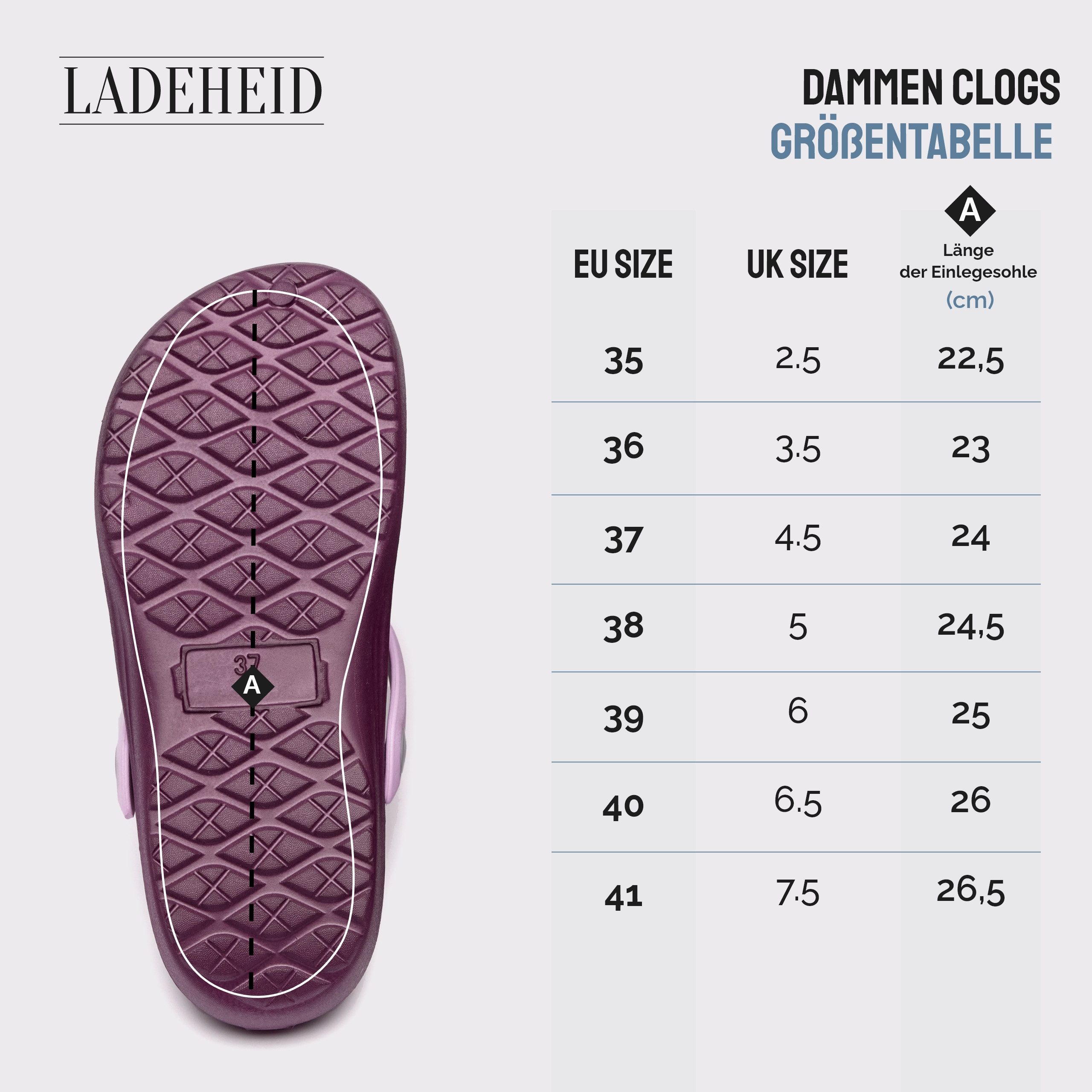 Ladeheid Damen leichte EVA Clogs Gartenclogs Gartenschuhe LACA16 Clog