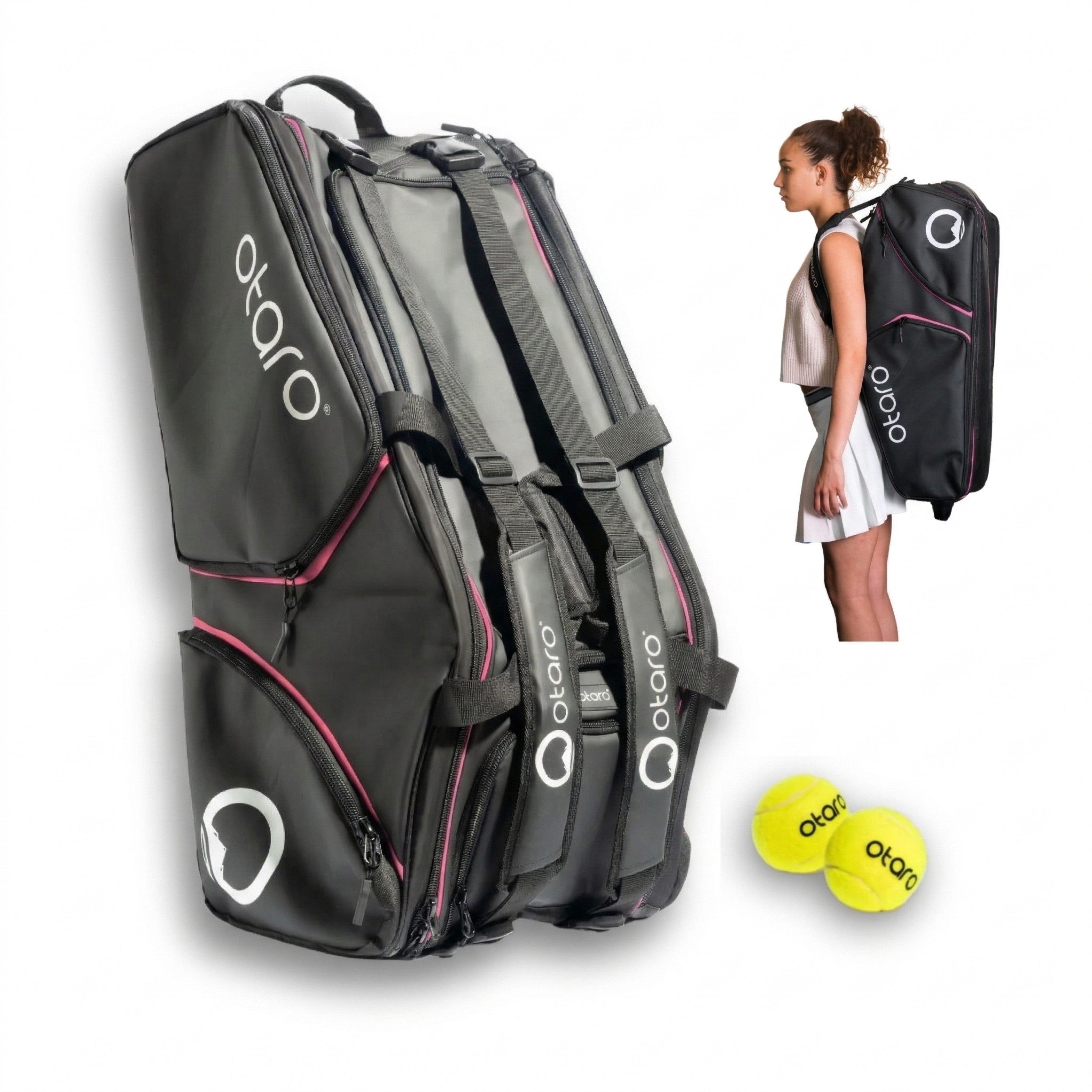 Otaro Tennistasche Racquet Bag für 4-8 Schläger, 82 Liter Tennis Tasche mit Schuhfach