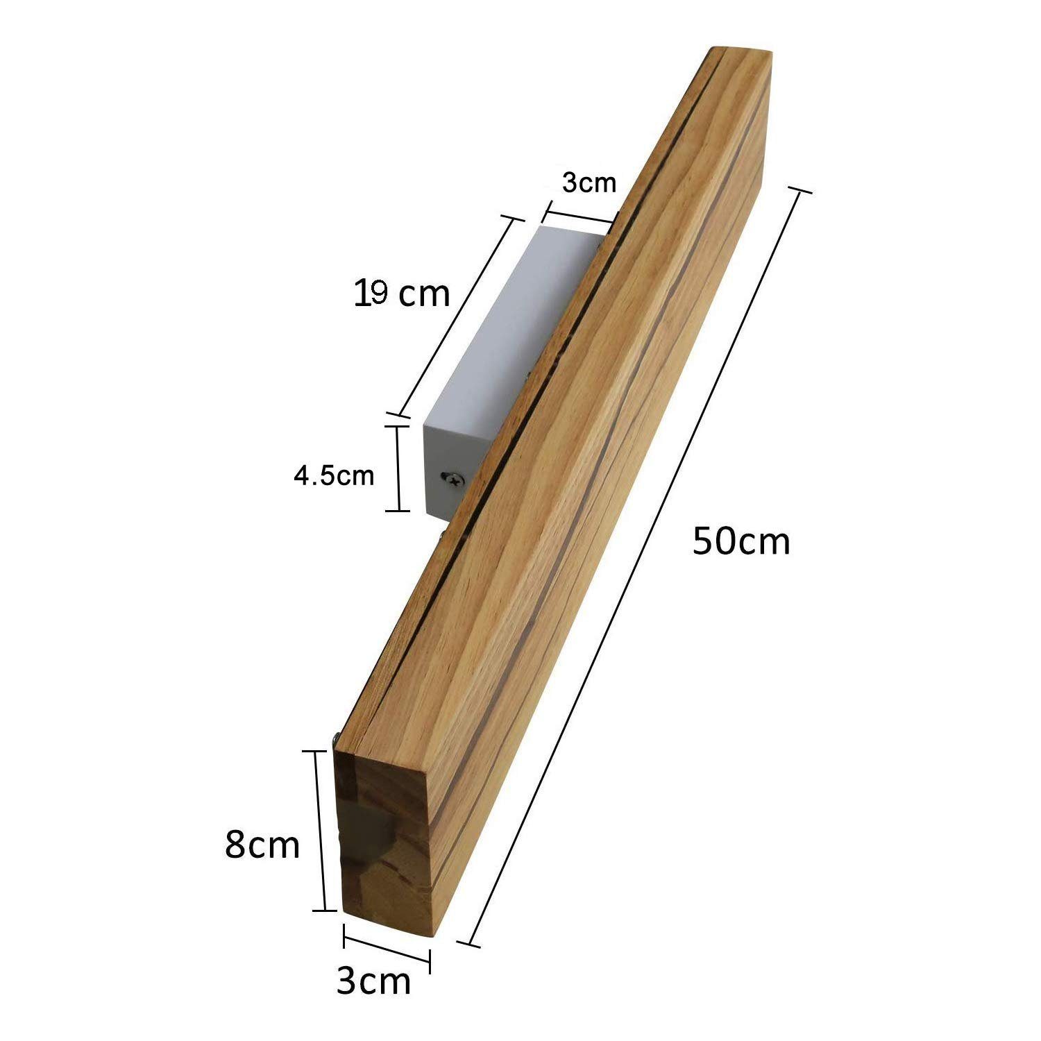 fest Treppe Holz 50/100CM LED integriert, Holzmaserung Nettlife Schlafzimmer wandleuchte warmweiß, Innen 360°, Natürlichkeit Charme, Flur Drehbar Wandleuchte