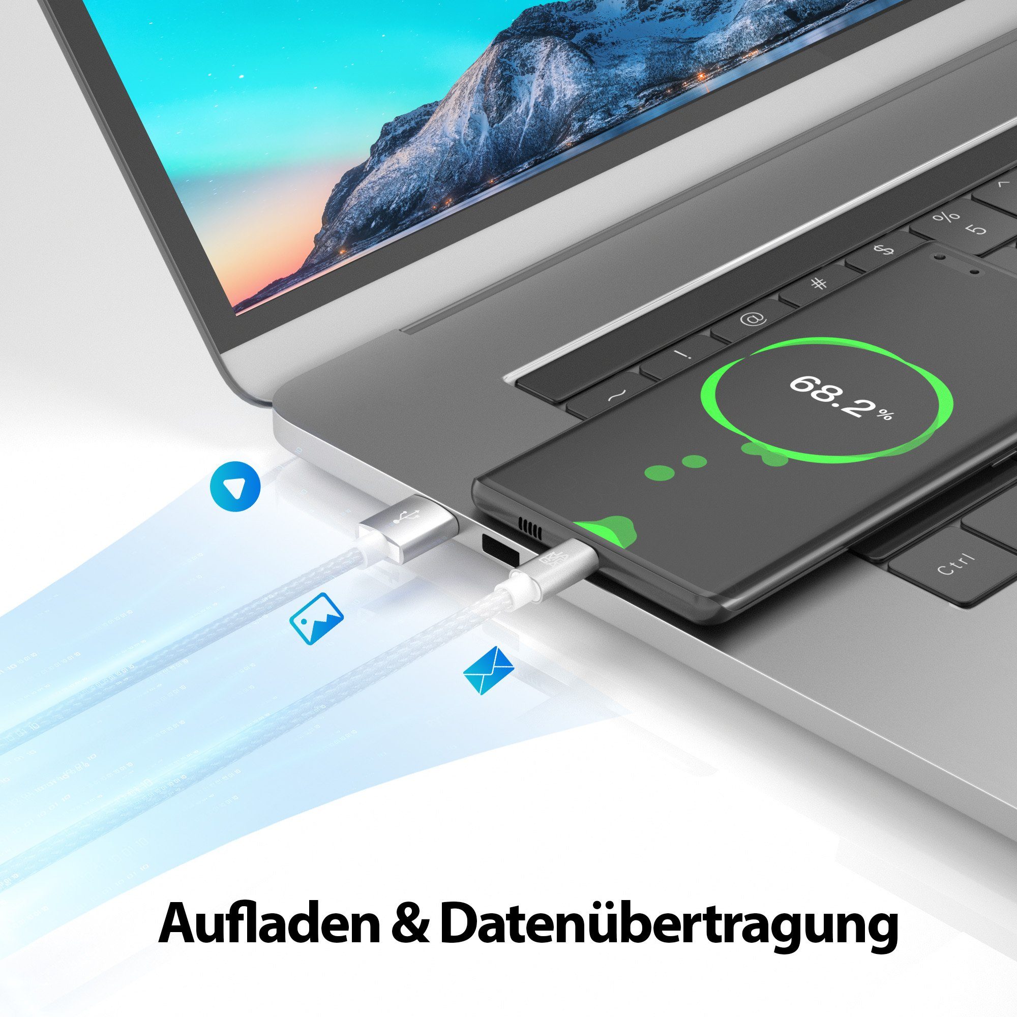 JAMEGA Micro USB Kabel Ladekabel Daten für Tablet Samsung Huawei PS4 XBOX LG USB-Kabel, USB, Micro USB, (300 cm) – Bild 3 von 5