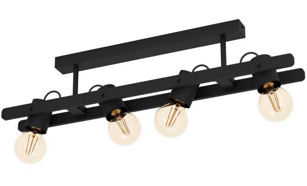 EGLO Deckenleuchte PLIMSOLL, ohne Leuchtmittel, Deckenlampe, Holz und Metall in Schwarz, FSC100PA, Deckenspot, E27