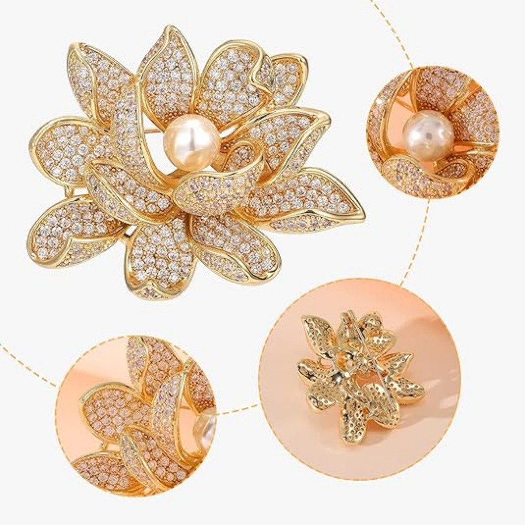 VEKROBOT Brosche Kunstperlen Brosche Multifunktionaler Lotus für elegante D günstig online kaufen