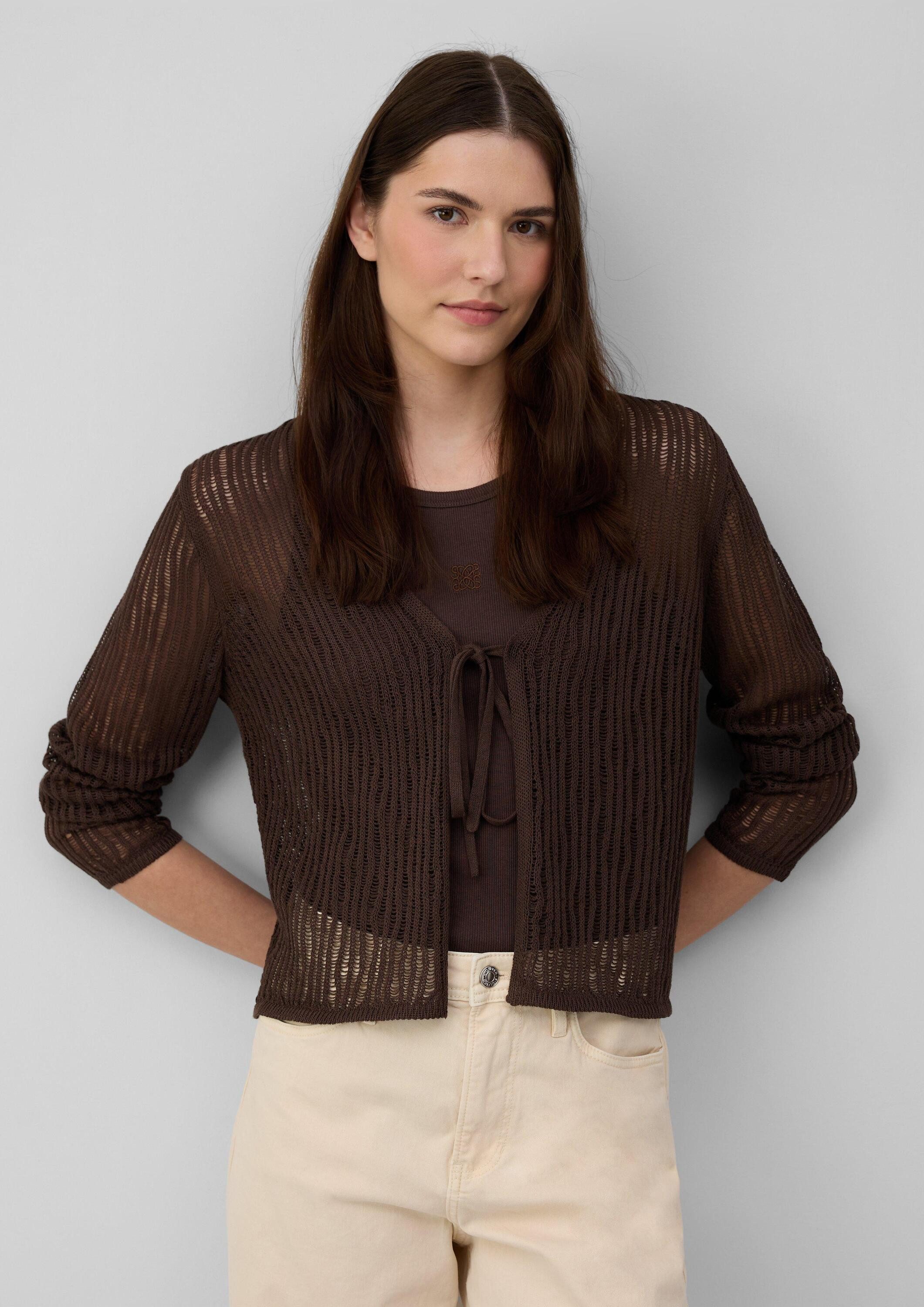 s.Oliver Cardigan Strickjacke Luftiger Cardigan aus Leinenmix mit Ajourmust günstig online kaufen