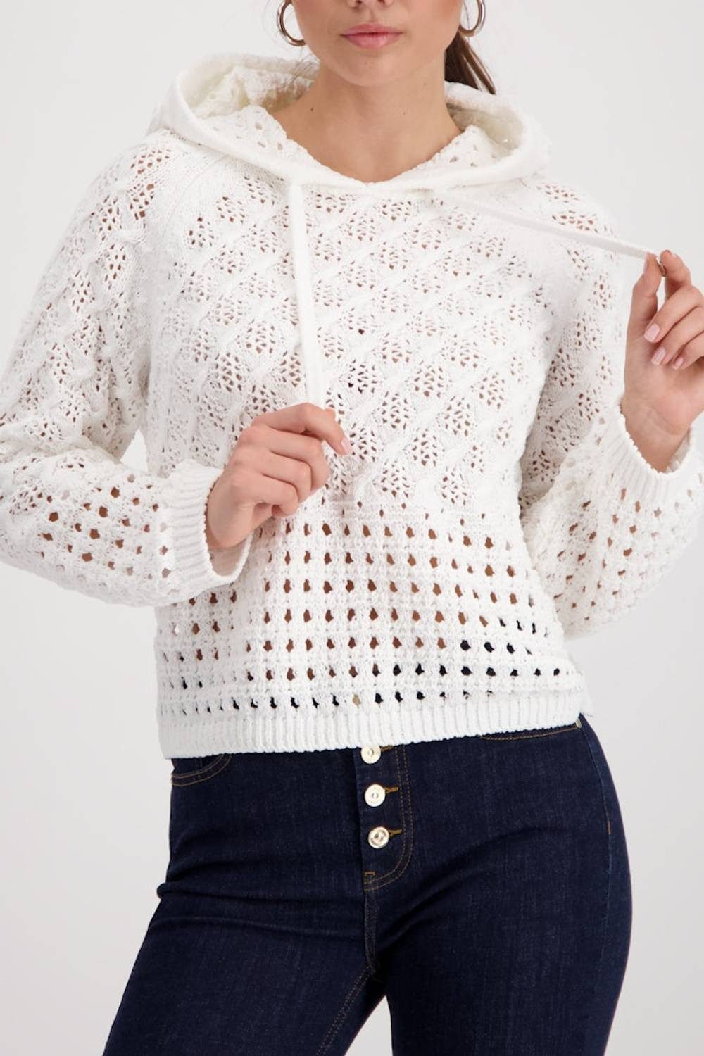 Monari Rundhalspullover 410387 Chenille-Pullover