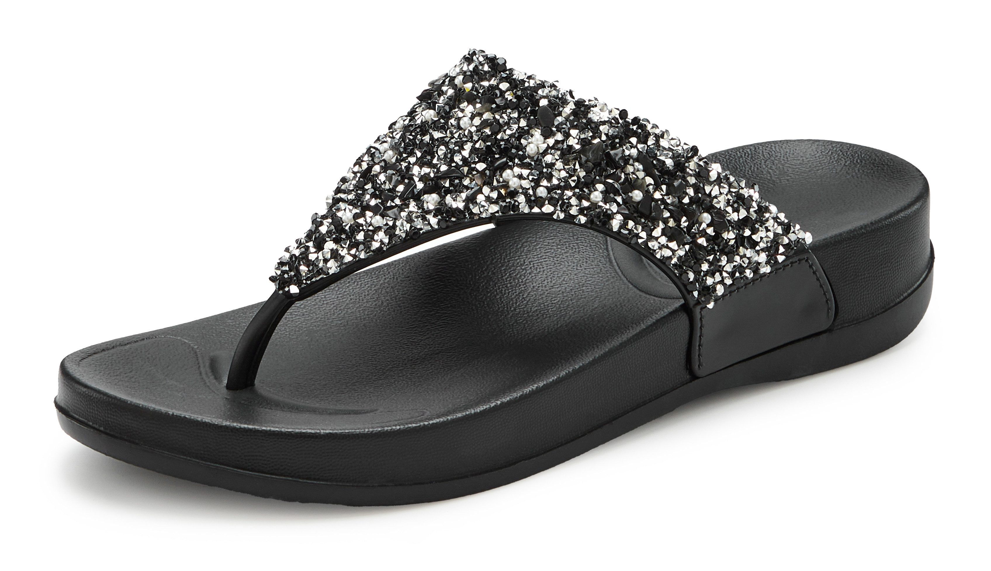 Vivance by Lascana Flip Flop, Badelatsche, Badeschuhe, Pantolette, Zehentrenner, Badezehentrenner NEU Sommerschuh mit modischem Glitzerdetail VEGAN – Bild 2 von 5