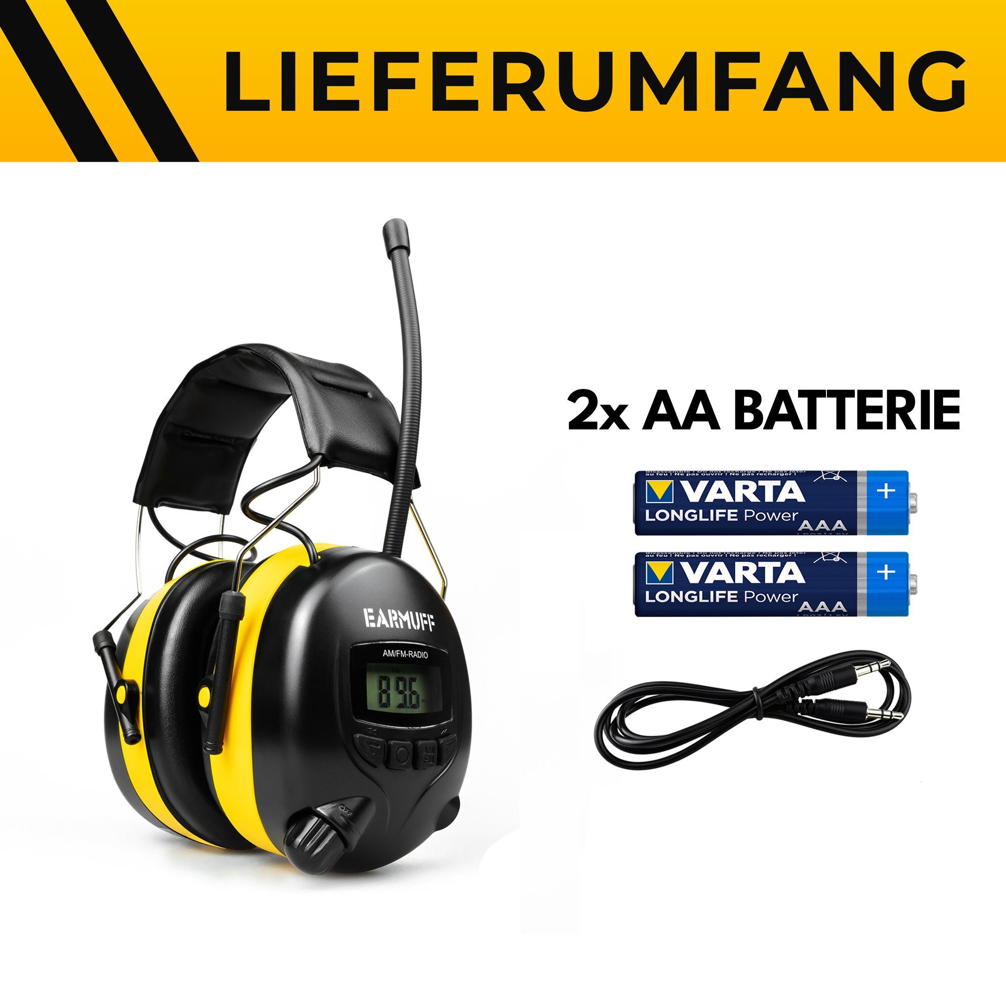 EARMUFF Kapselgehörschutz EARMUFF 31dB AM/FM/AUX - Yellow