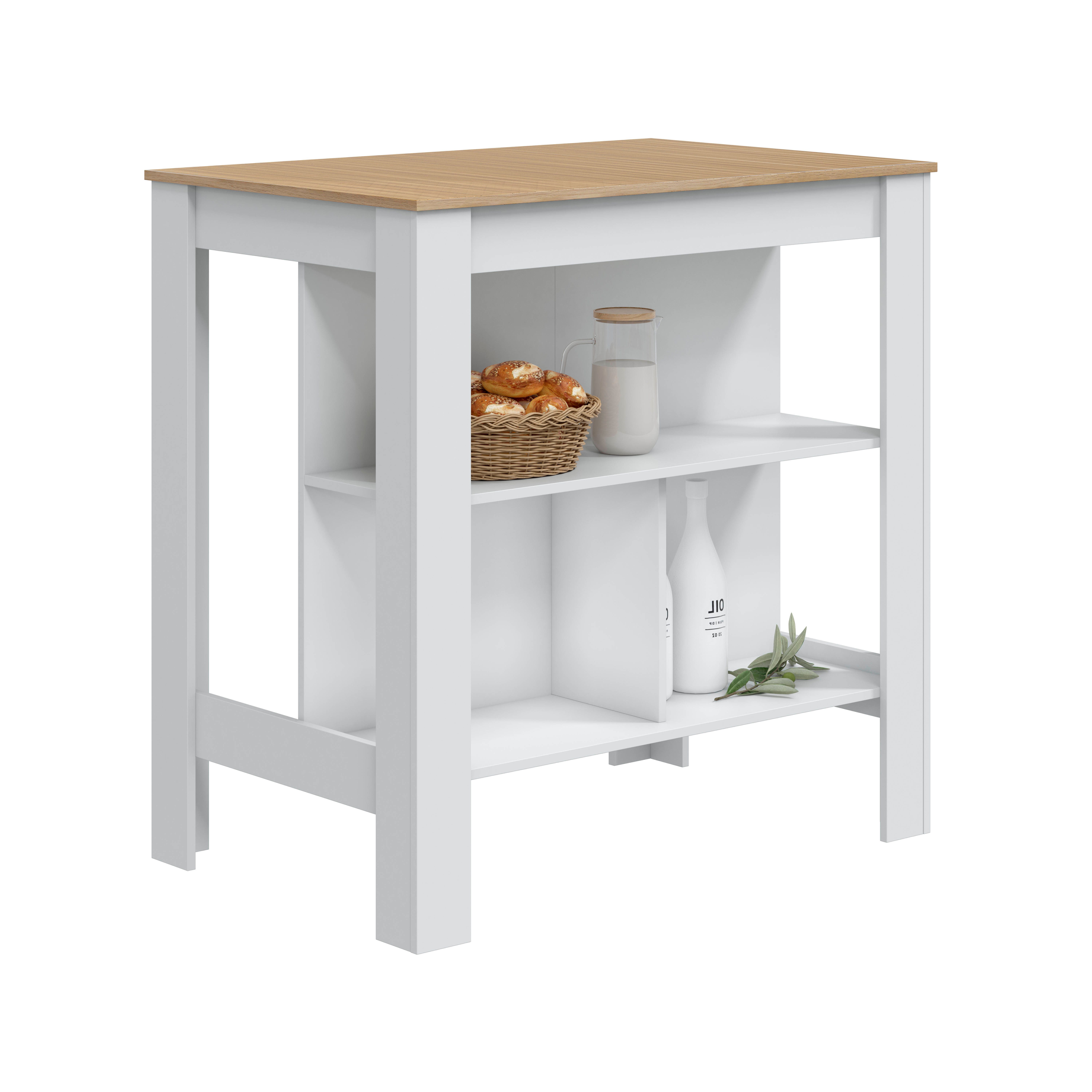 habeig Kücheninsel Küchenschrank mit Arbeitsplatte und Regalen, 105x103x67c günstig online kaufen