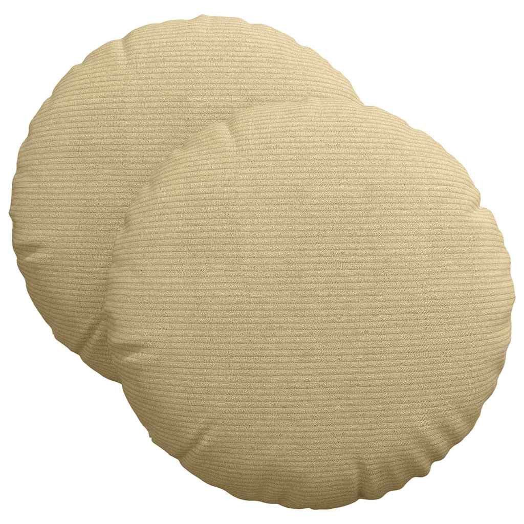 vidaXL Sitzauflage Sitzkissen 2 stk. Cordstoff Grau-Grün Ø 40 cm, (2 St)